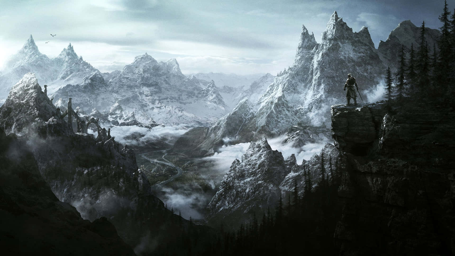 2560 X 1440 Skyrim Snowy Mountain Background