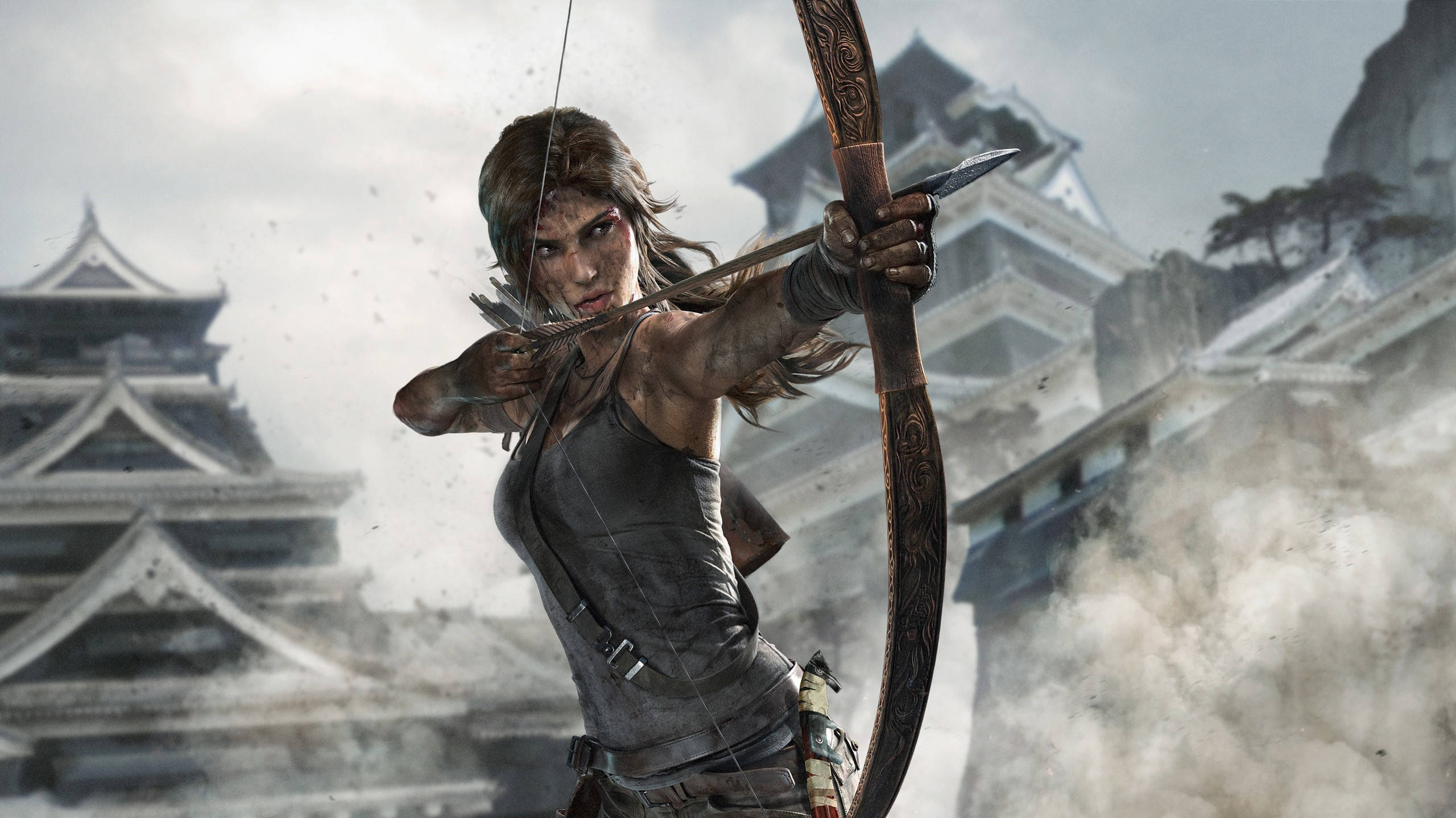 2560 X 1440 Tomb Raider Fierce Lara Croft Background