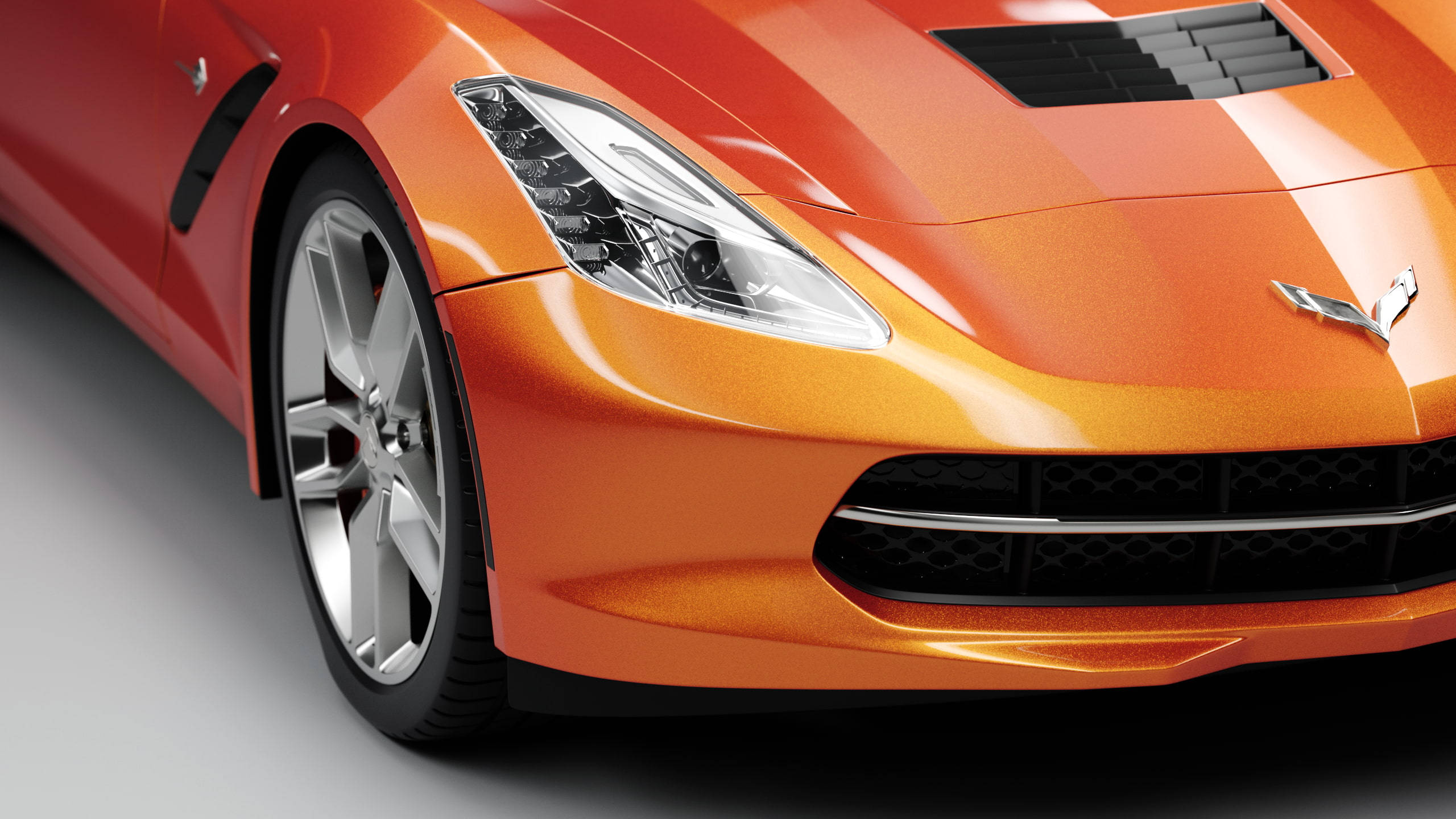 2560x1440 Car Orange Chevrolet Corvette Background