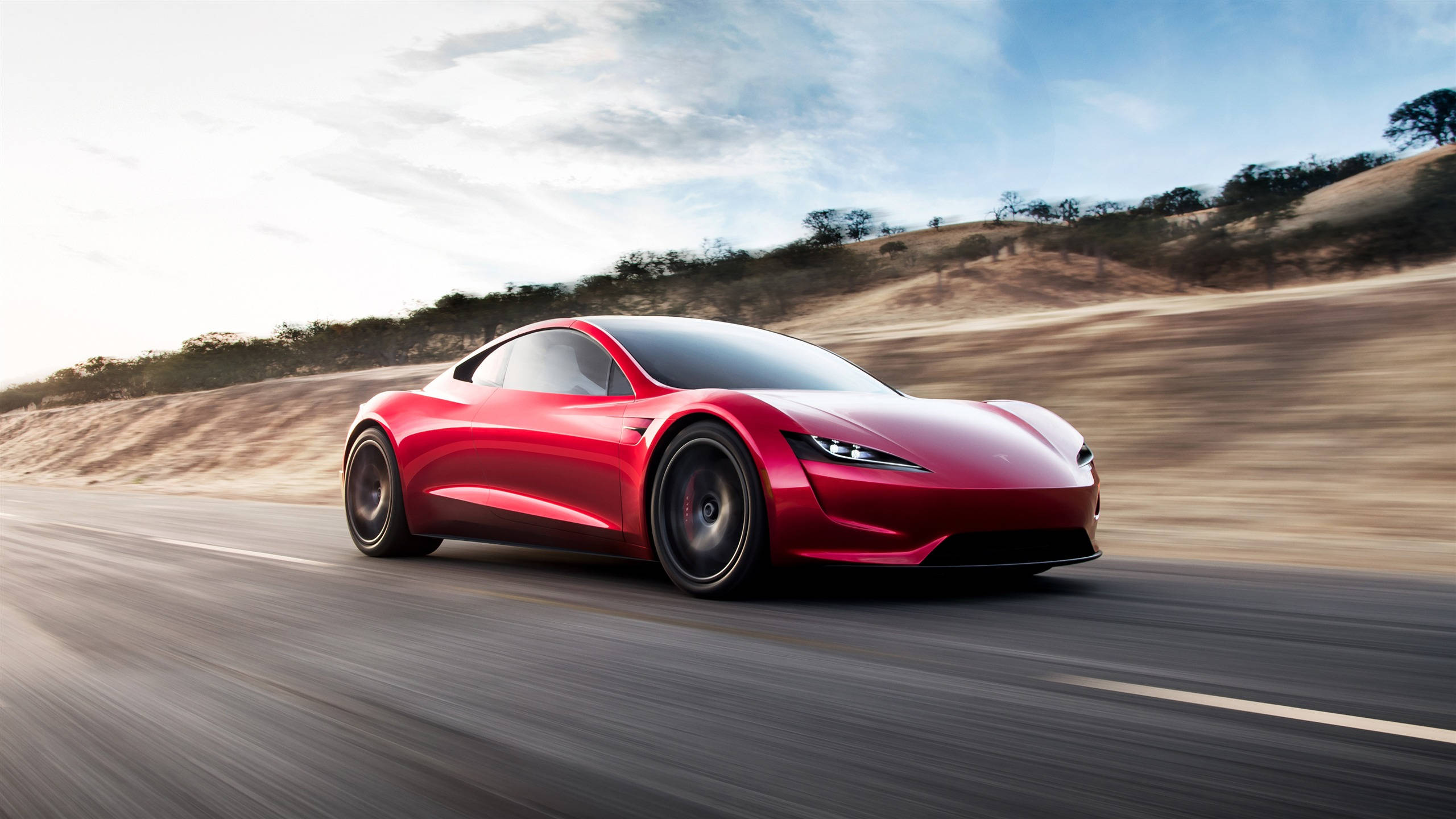 2560x1440 Car Red Tesla Roadster