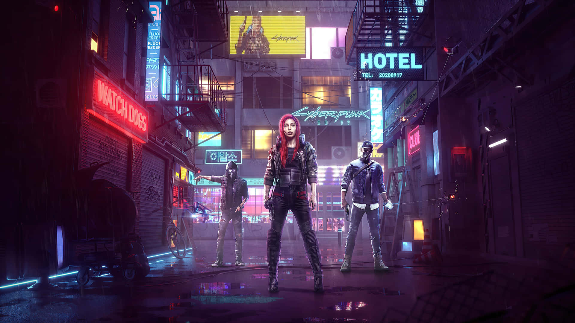 2560x1440 Cyberpunk Hotel Street Background