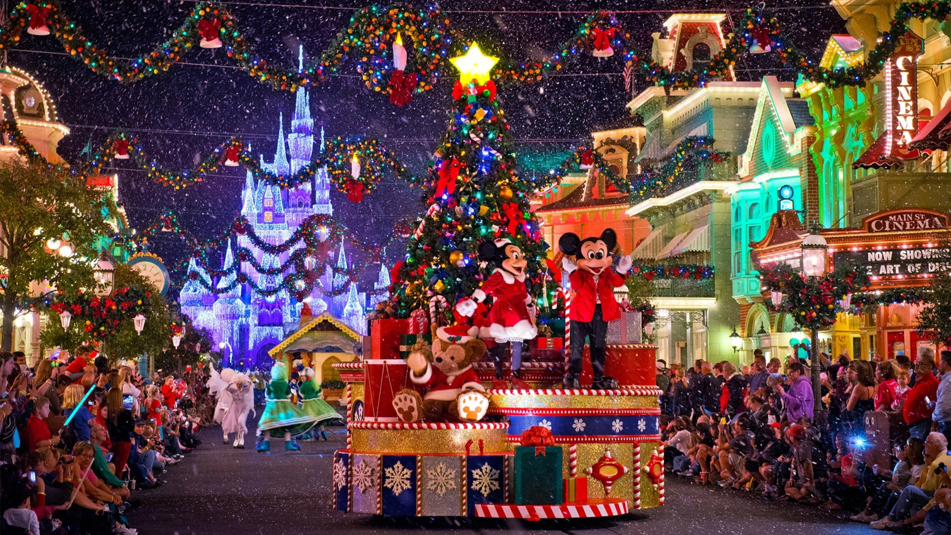 2560x1440 Disney Christmas Parade Background