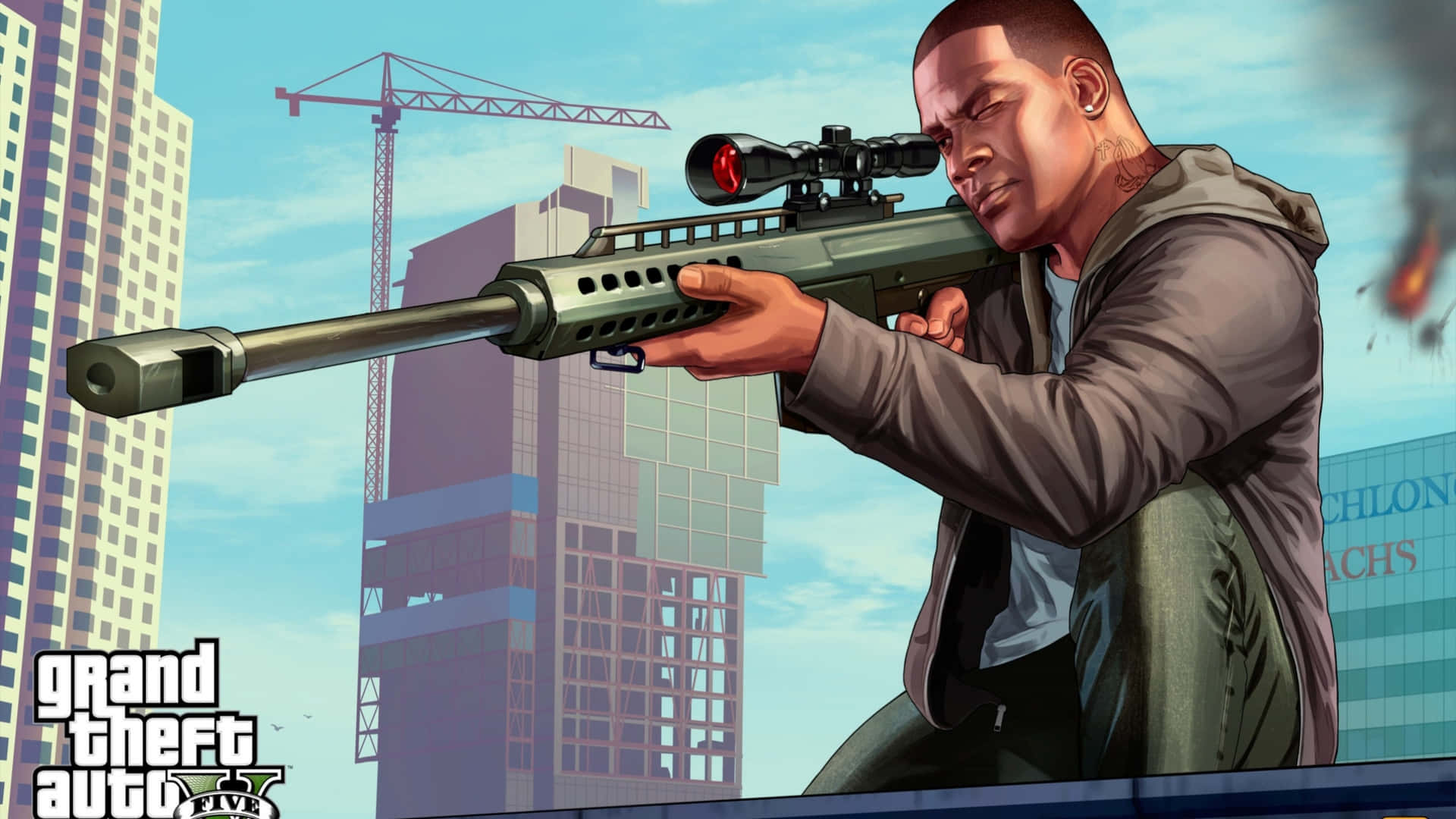 2560x1440 Gta 5 Franklin With Sniper Background