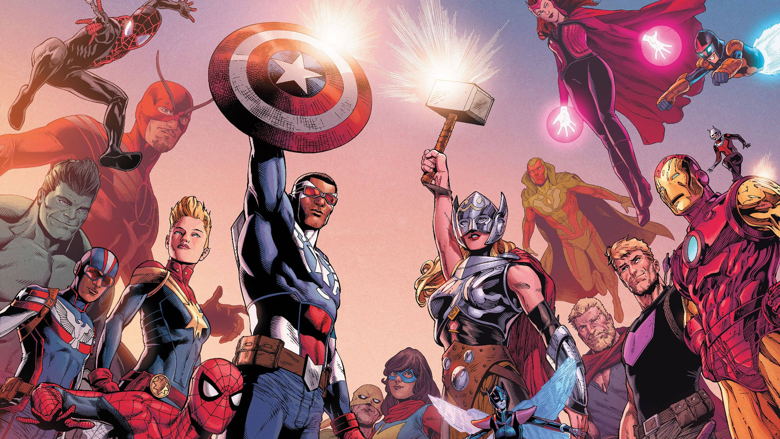 2560x1440 Marvel Avengers Comics Members Background