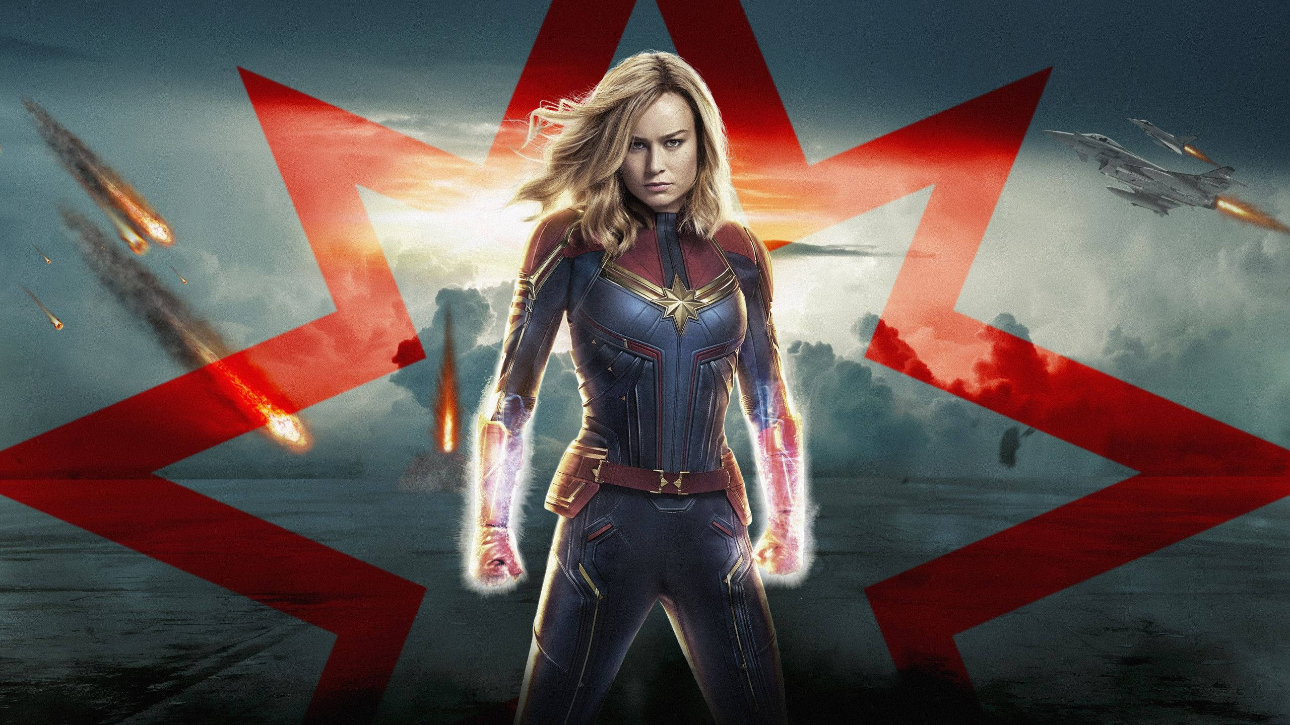 2560x1440 Marvel Captain Marvel Star Logo
