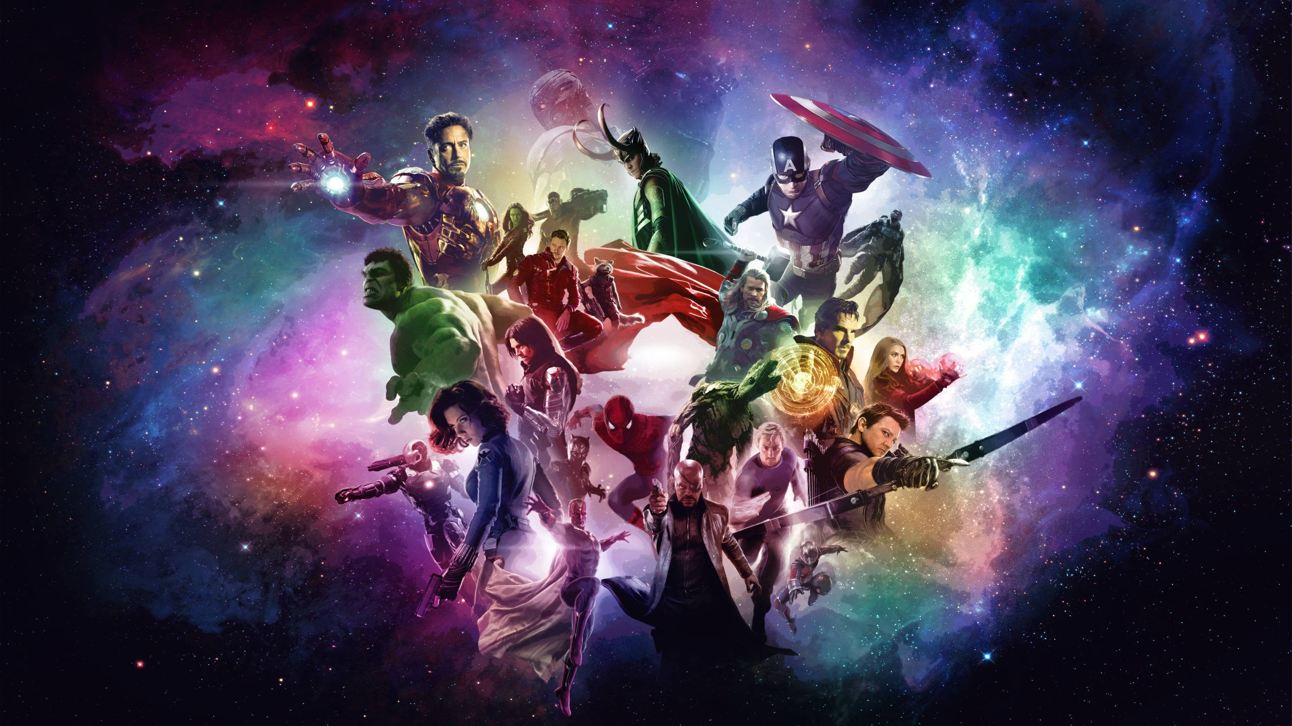 2560x1440 Marvel Heroes Galaxy Aesthetic Background