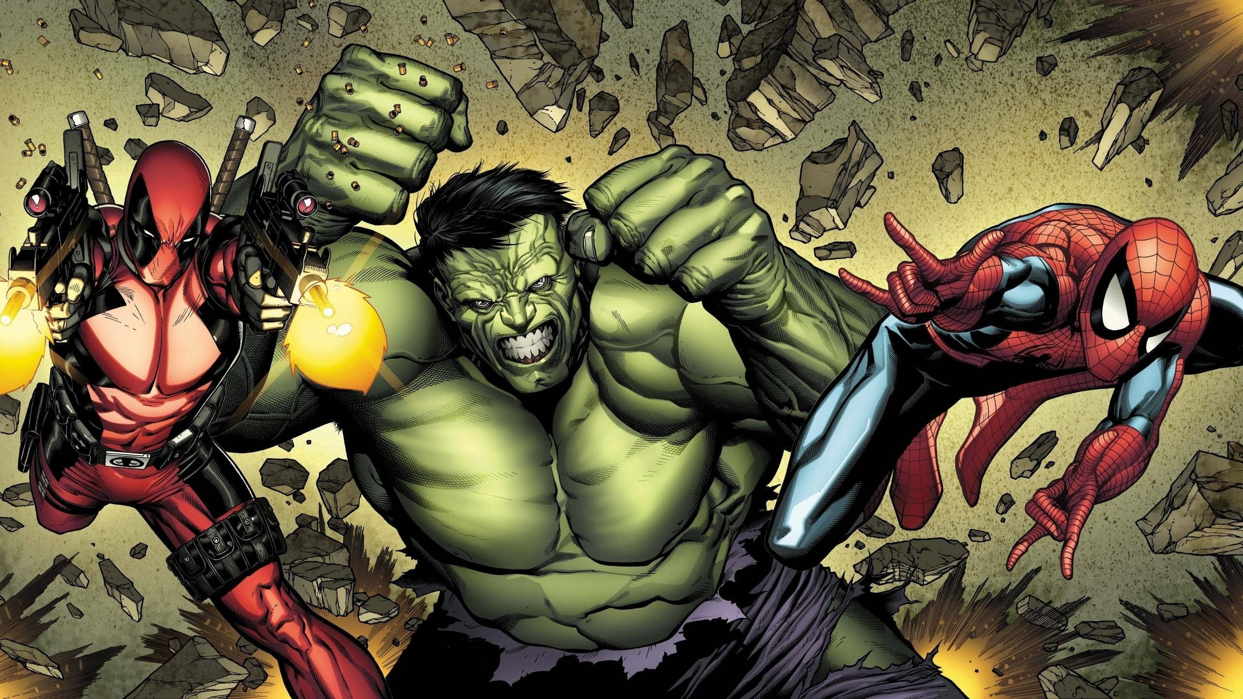 2560x1440 Marvel Hulk Deadpool Spider-man