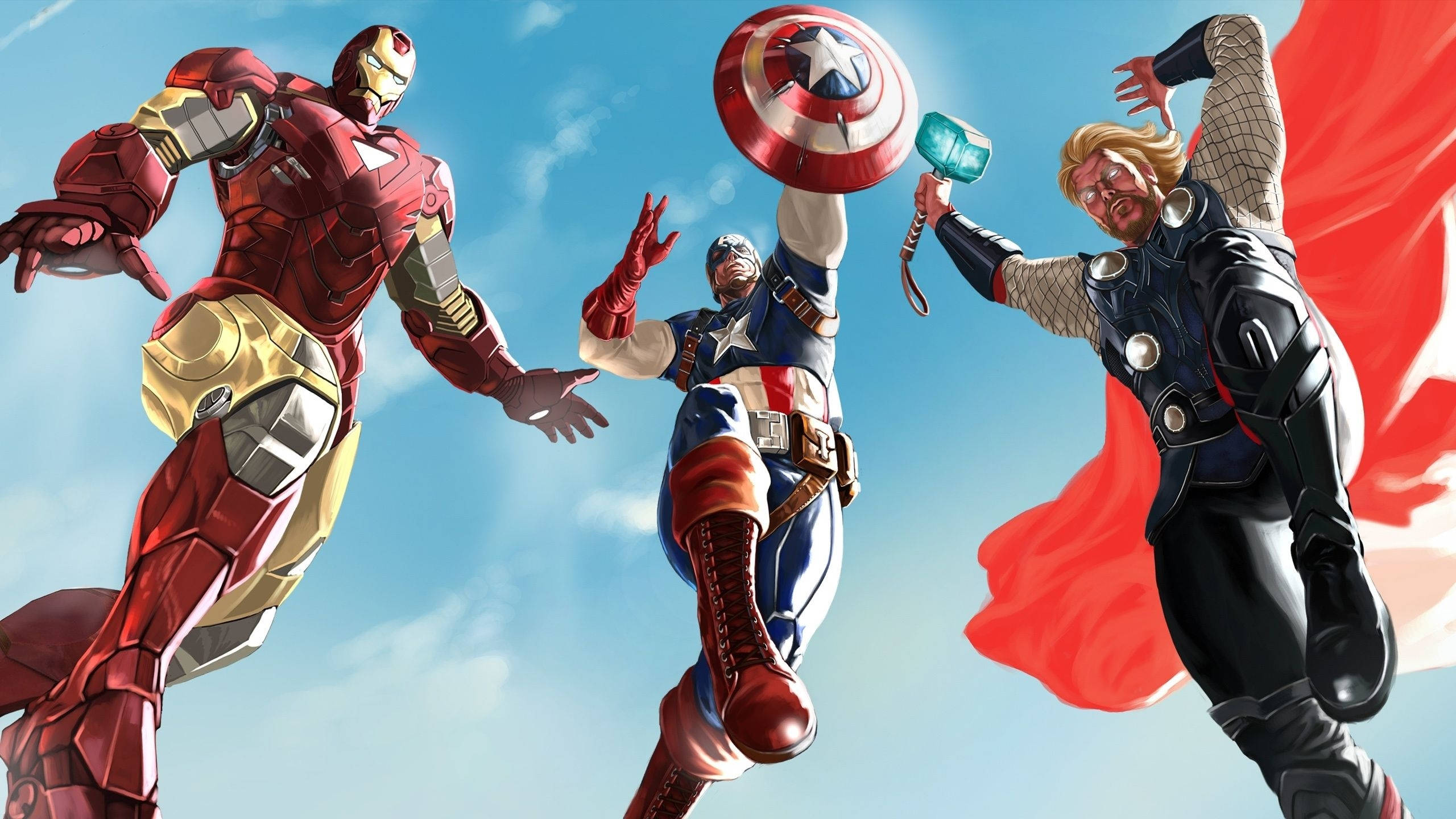 2560x1440 Marvel Iron Man Captain America Thor Vintage Aesthetic Background
