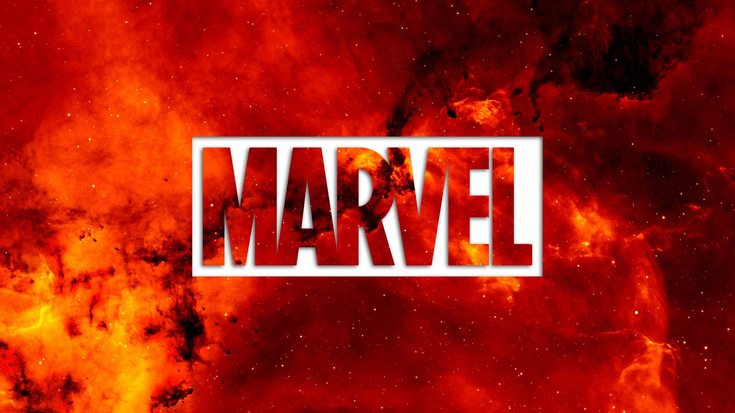 2560x1440 Marvel Logo Fire Aesthetic Background