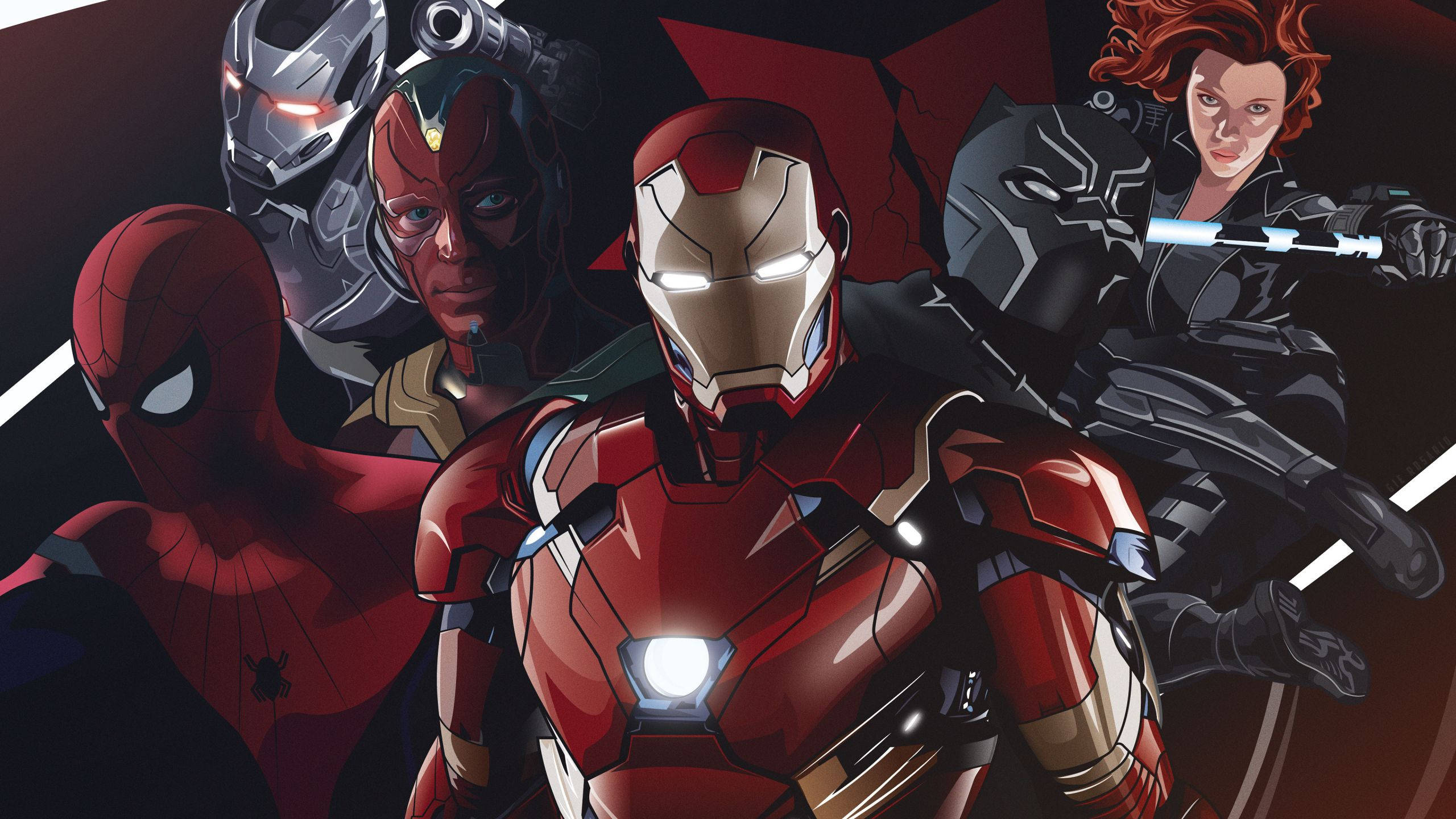 2560x1440 Marvel Team Iron Man Background