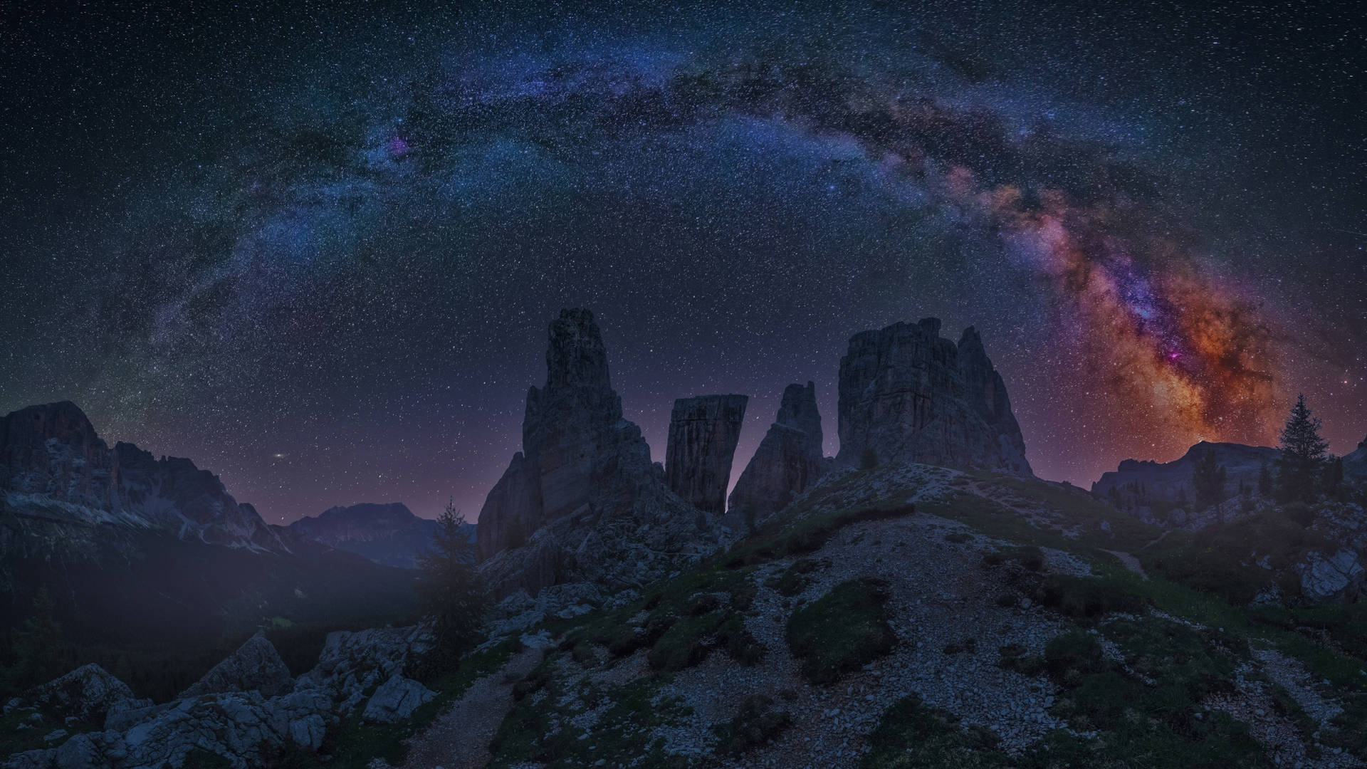 2560x1440 Nature Dolomite Milky Way Background