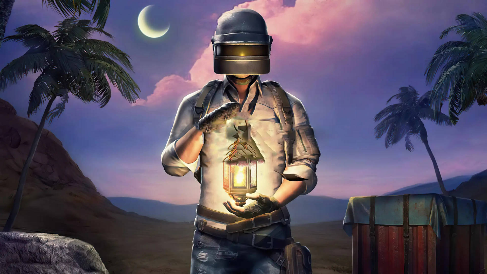 2560x1440 Pubg Character With Lamp Background