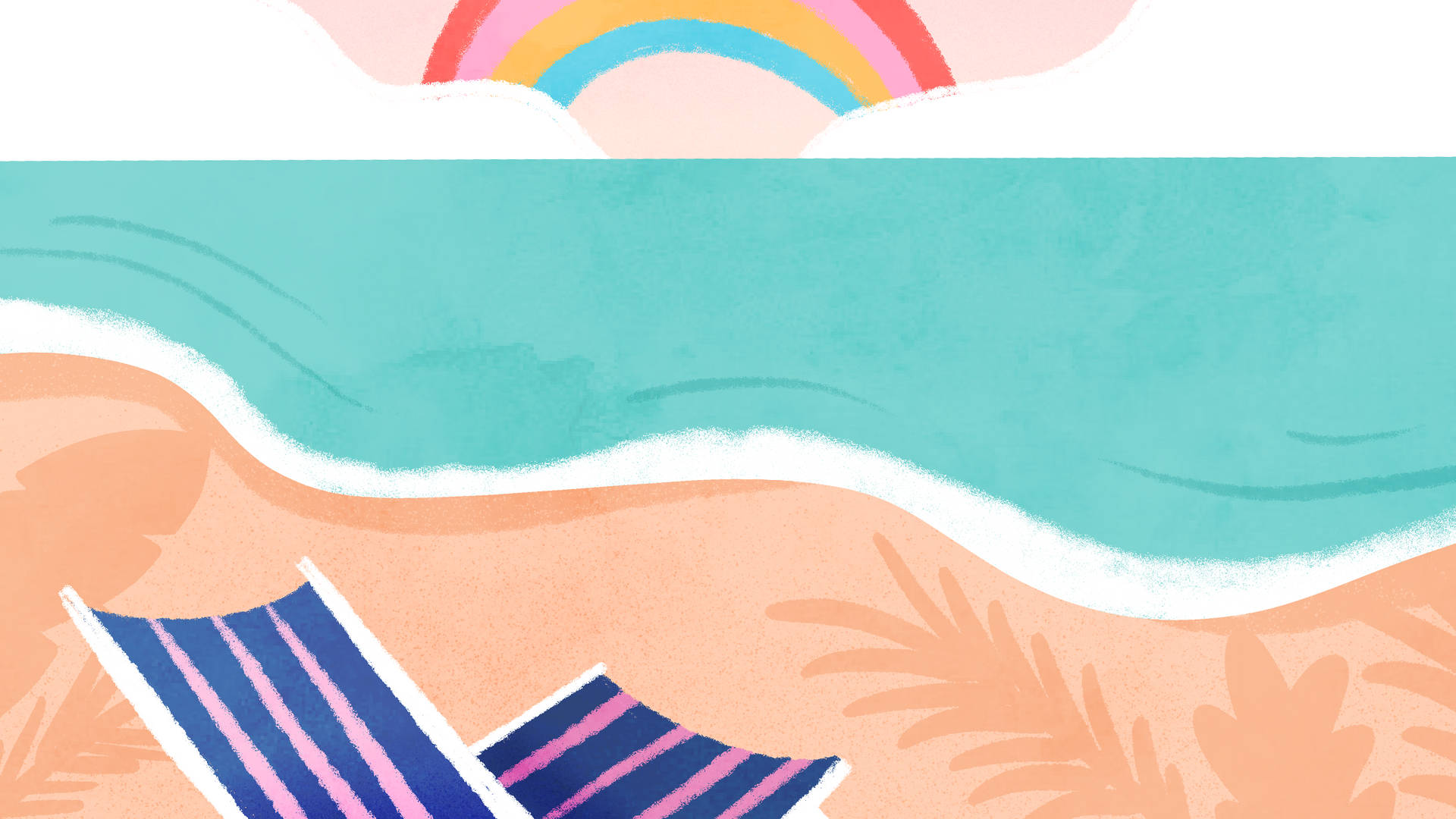 2560x1440 Summer Beach Illustration Background