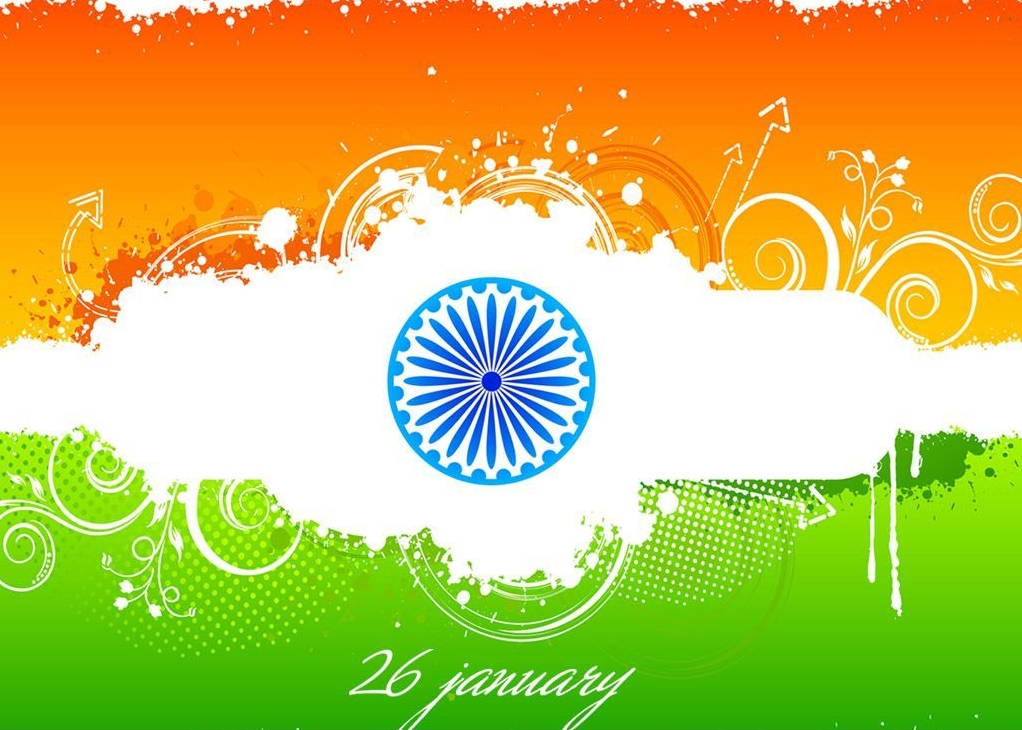 26 January Orange And Green India Flag Abstract Art