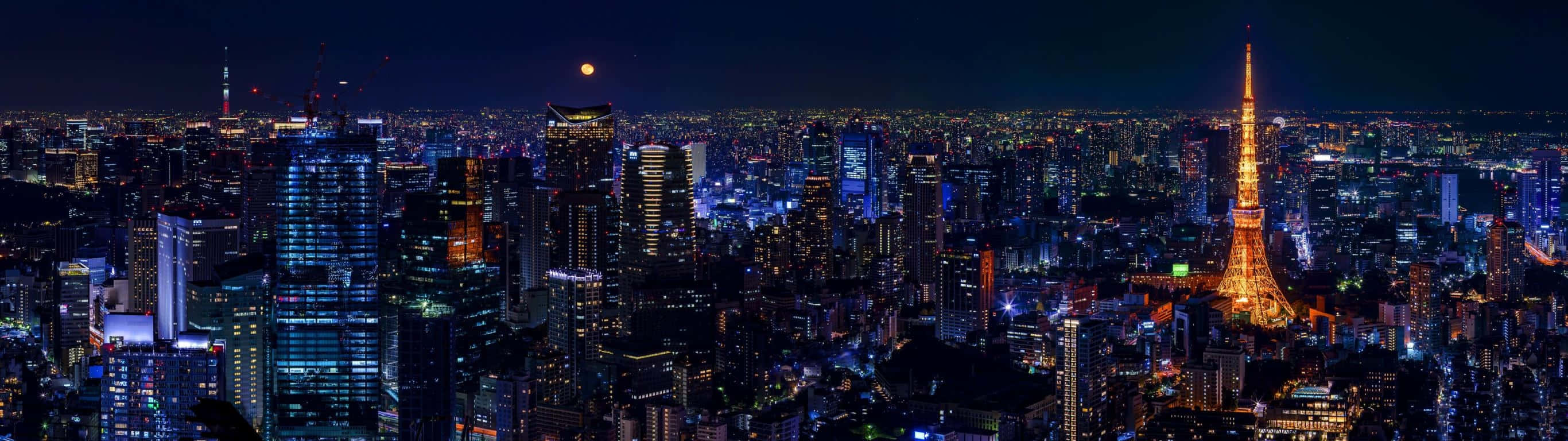 2732 X 768 Tokyo Tower Night Time Background