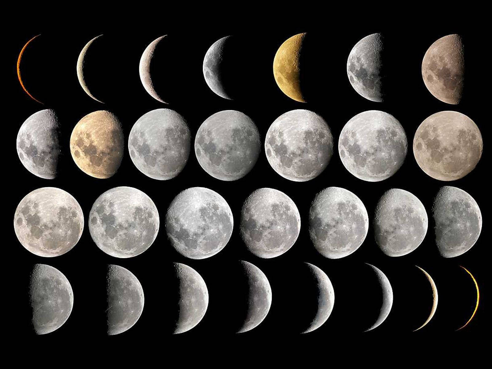 28 Moon Phases In Different Shades