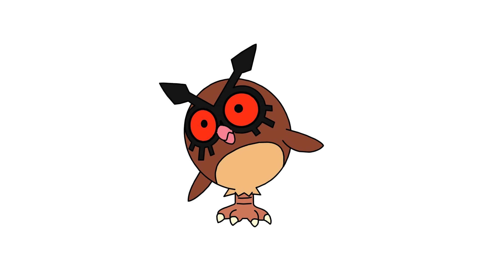 2d Hoothoot Pokemon On White Background Background
