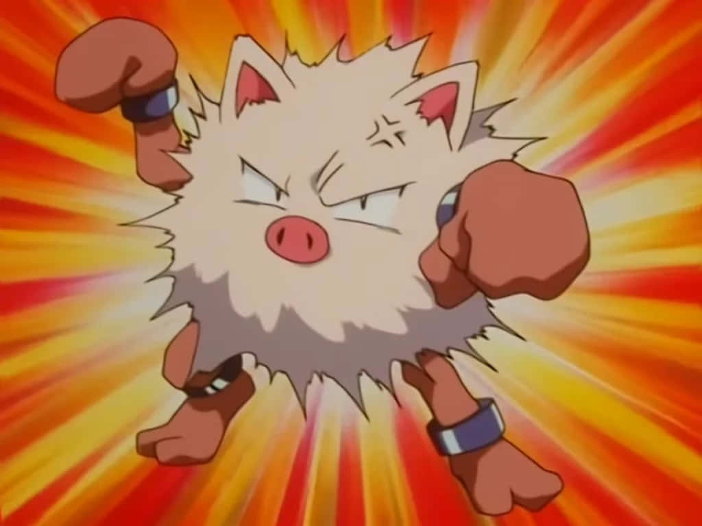 2d Primeape With Abstract Background Background