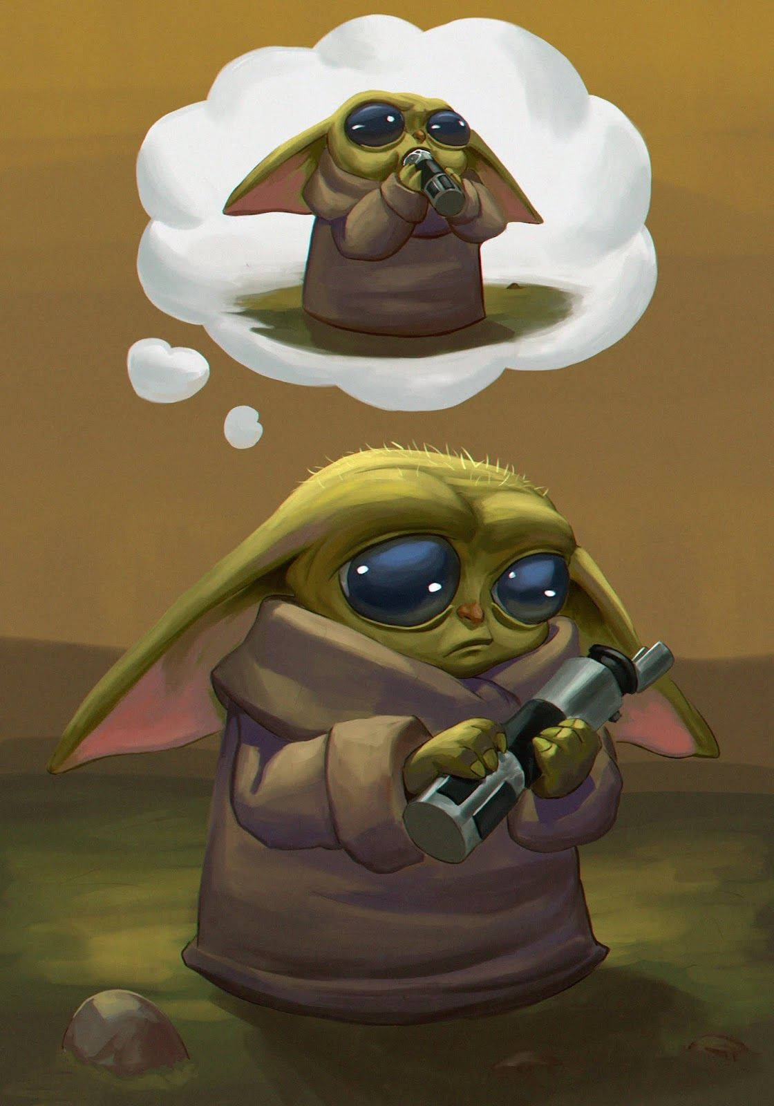 2d Thinking Baby Yoda Background