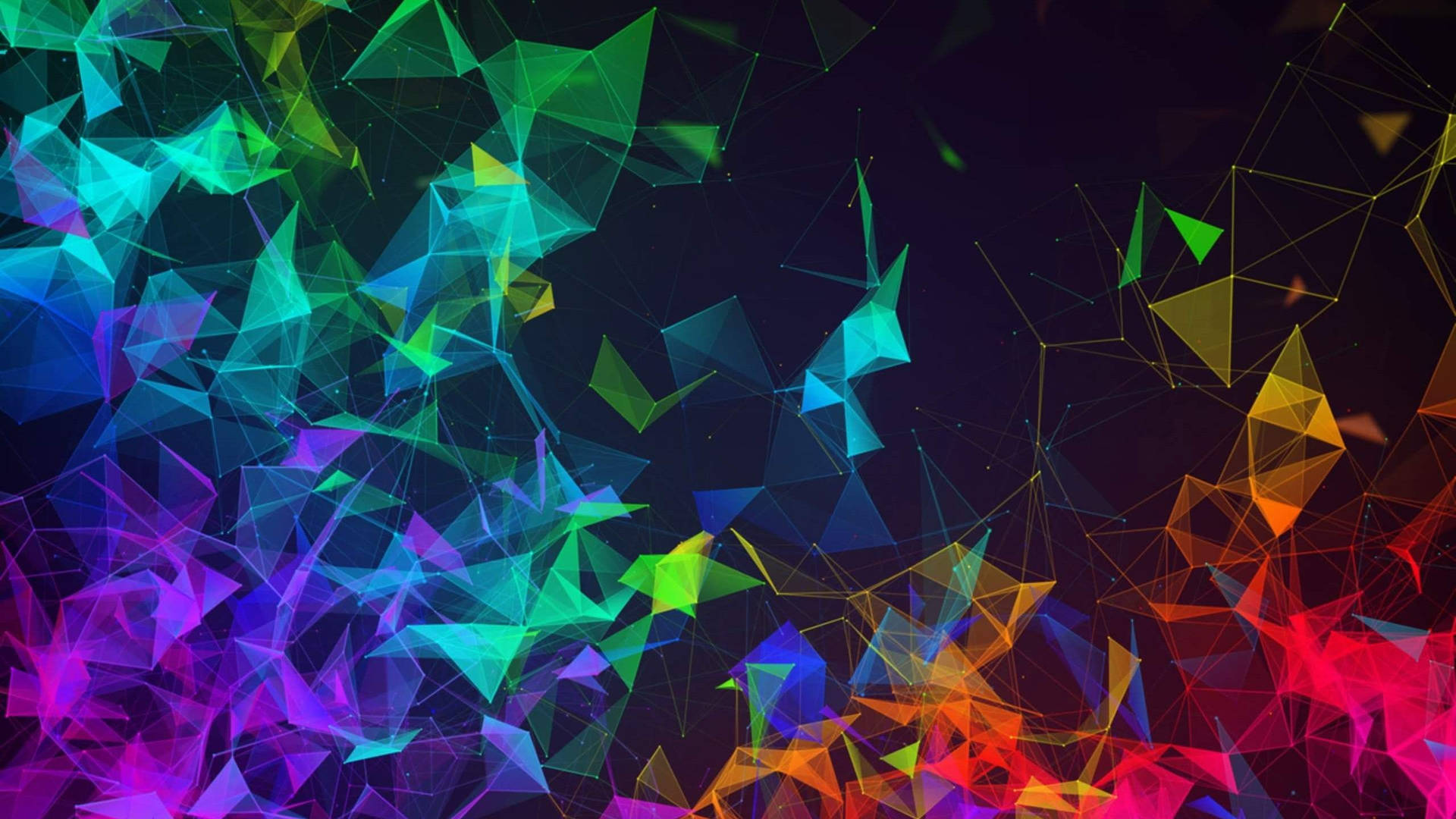 2k Abstract Neon Polygons Background