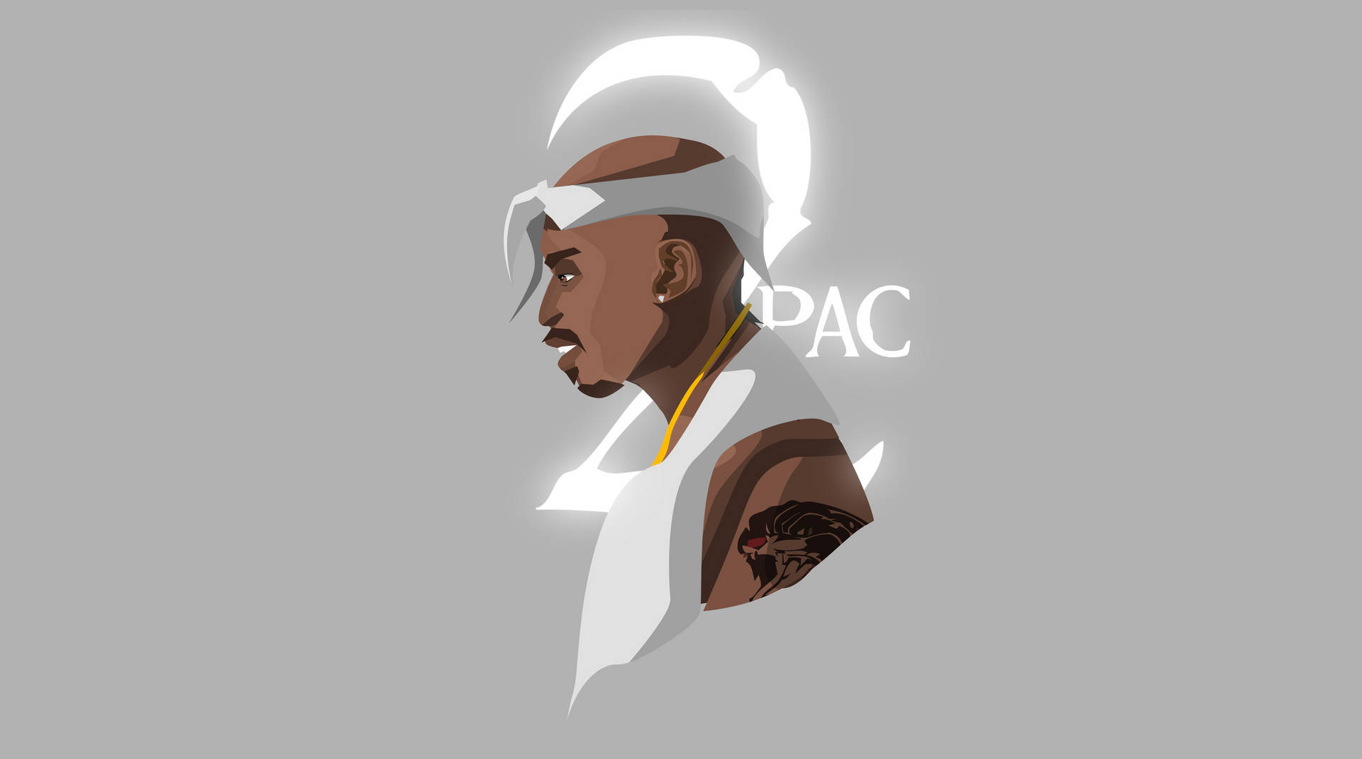 2pac 2d Art In Gray Background
