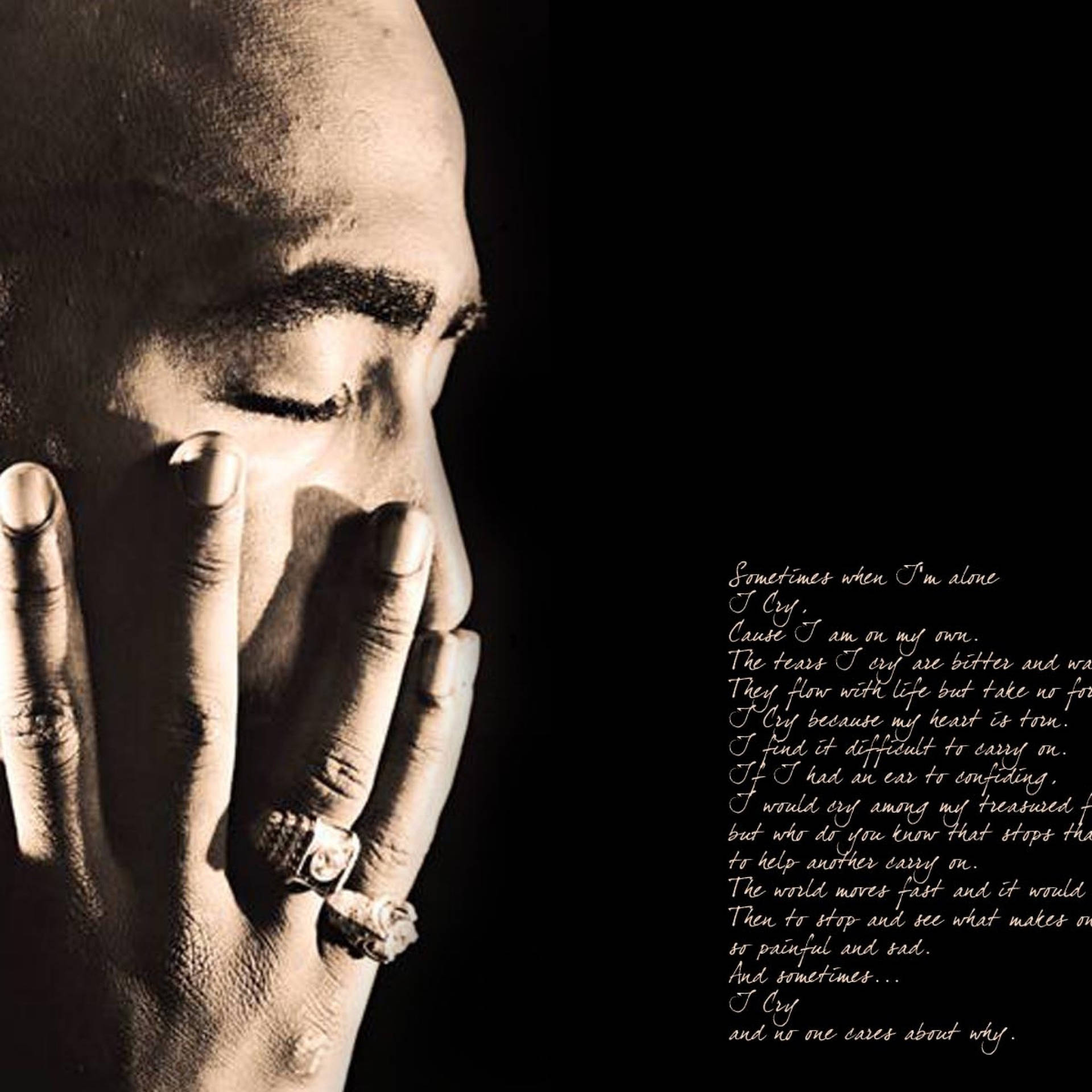 2pac Reflecting Thinking Words Background