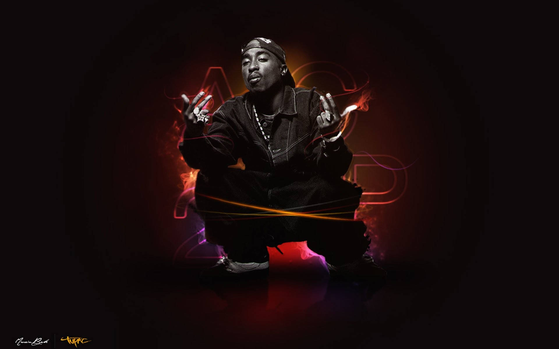 2pac Shining Red Background Background