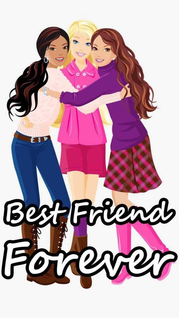 3 Barbie Best Friends Digital Drawing Background