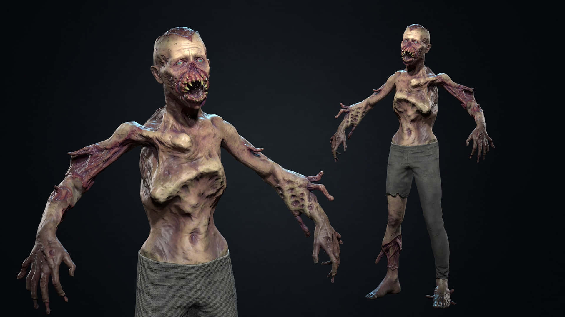 3 D Zombie Horror Model Background