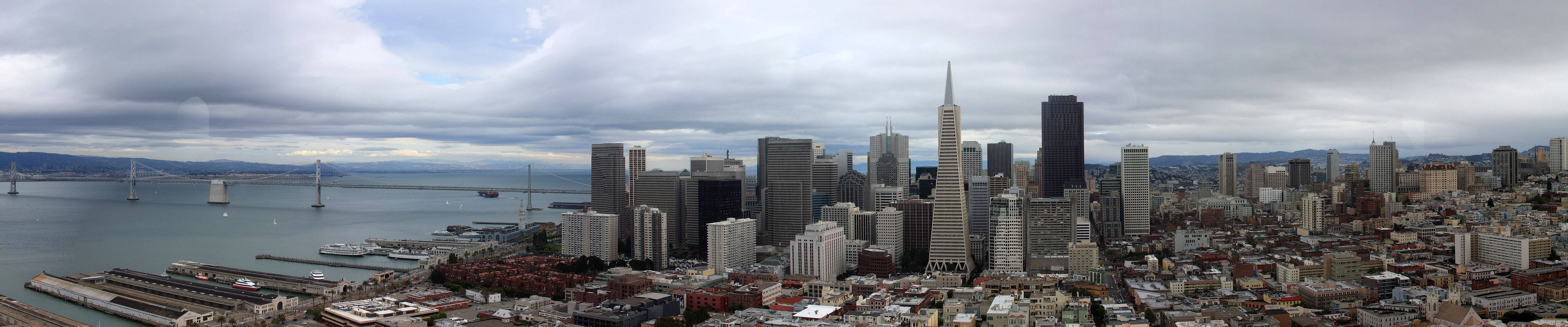3 Monitor San Francisco City Skyline Background