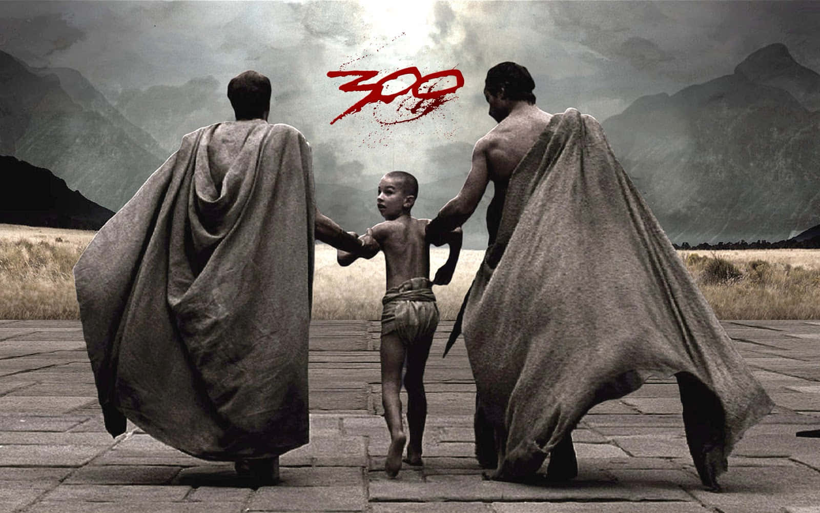 300 Movie Poster With A Child Background