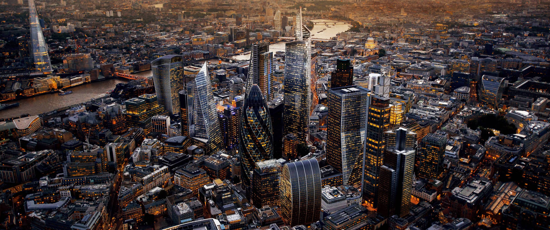 3440x1440 City Of London Aerial Shot Background