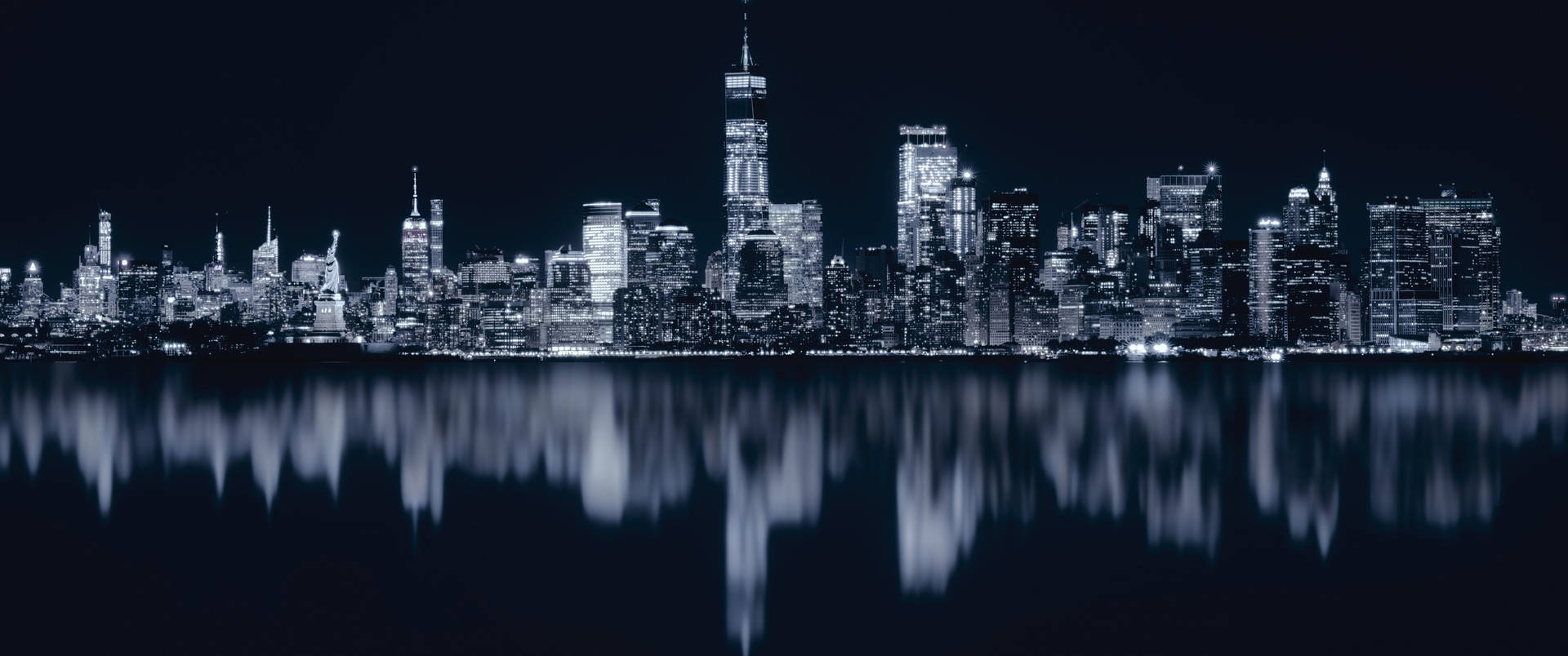 3440x1440 City Of New York Monochrome Background