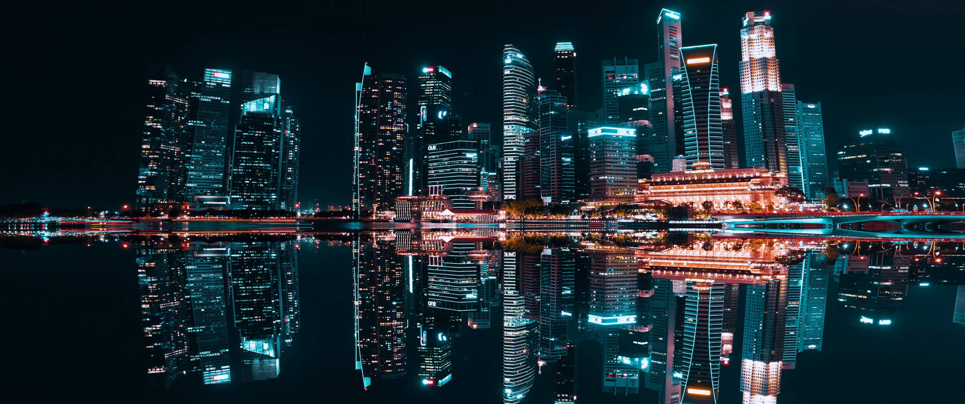 3440x1440 City Of Singapore Nightscape Background