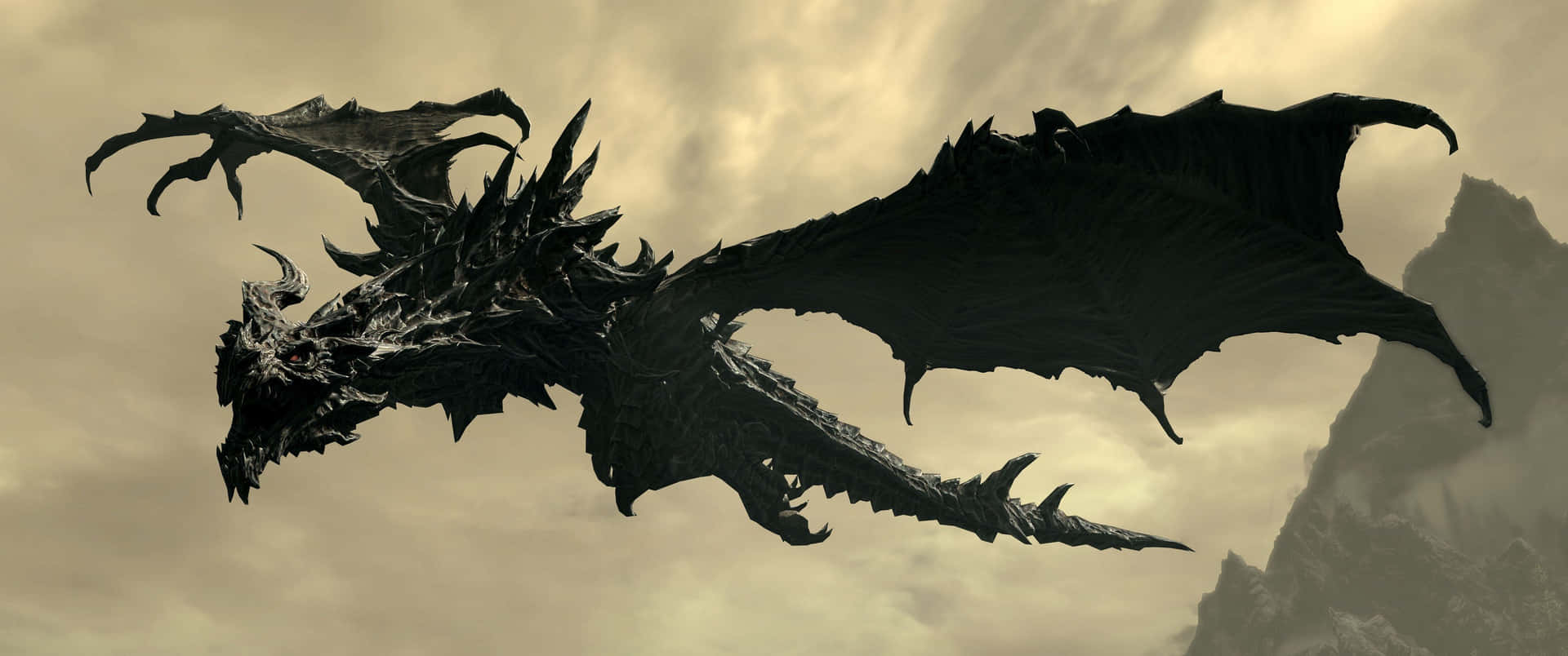3440x1440 Dragon Black Aesthetic Background