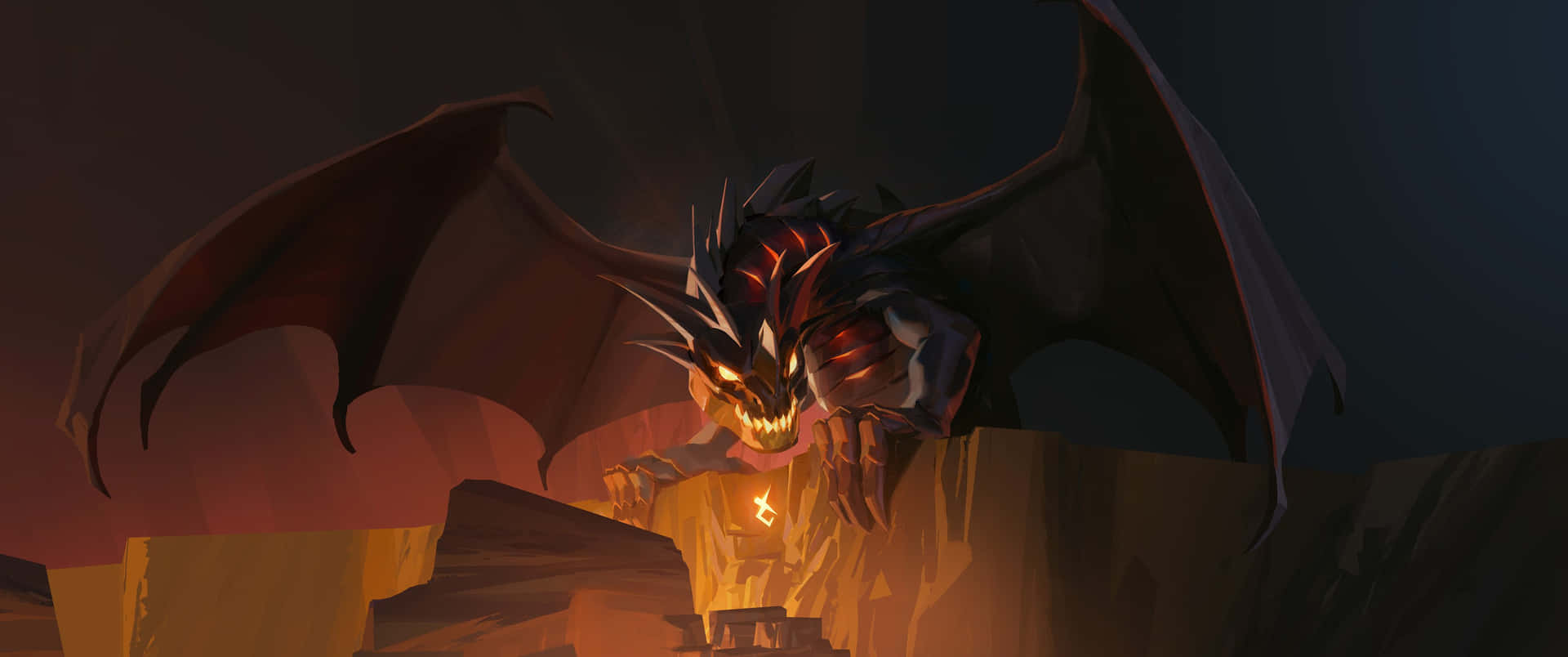 3440x1440 Dragon Orange Aesthetic Background