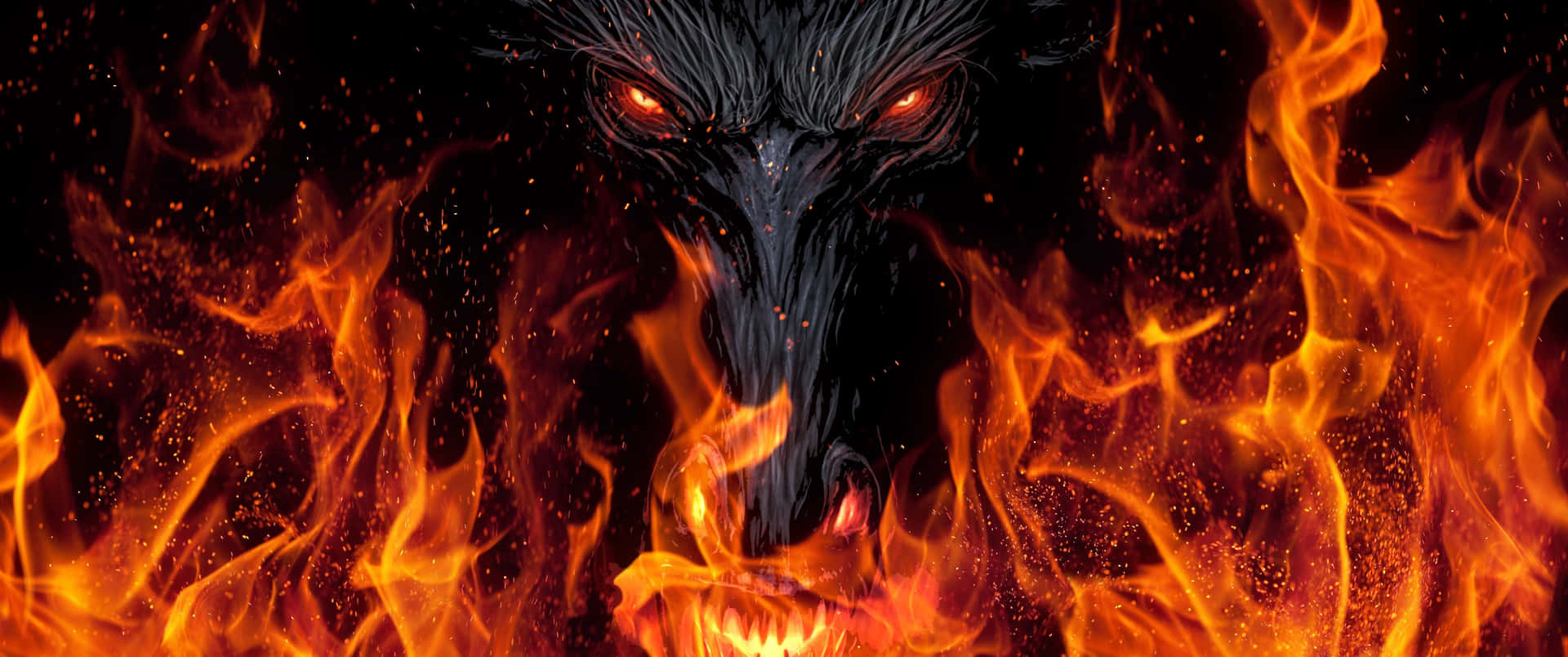 3440x1440 Flaming Dragon Background