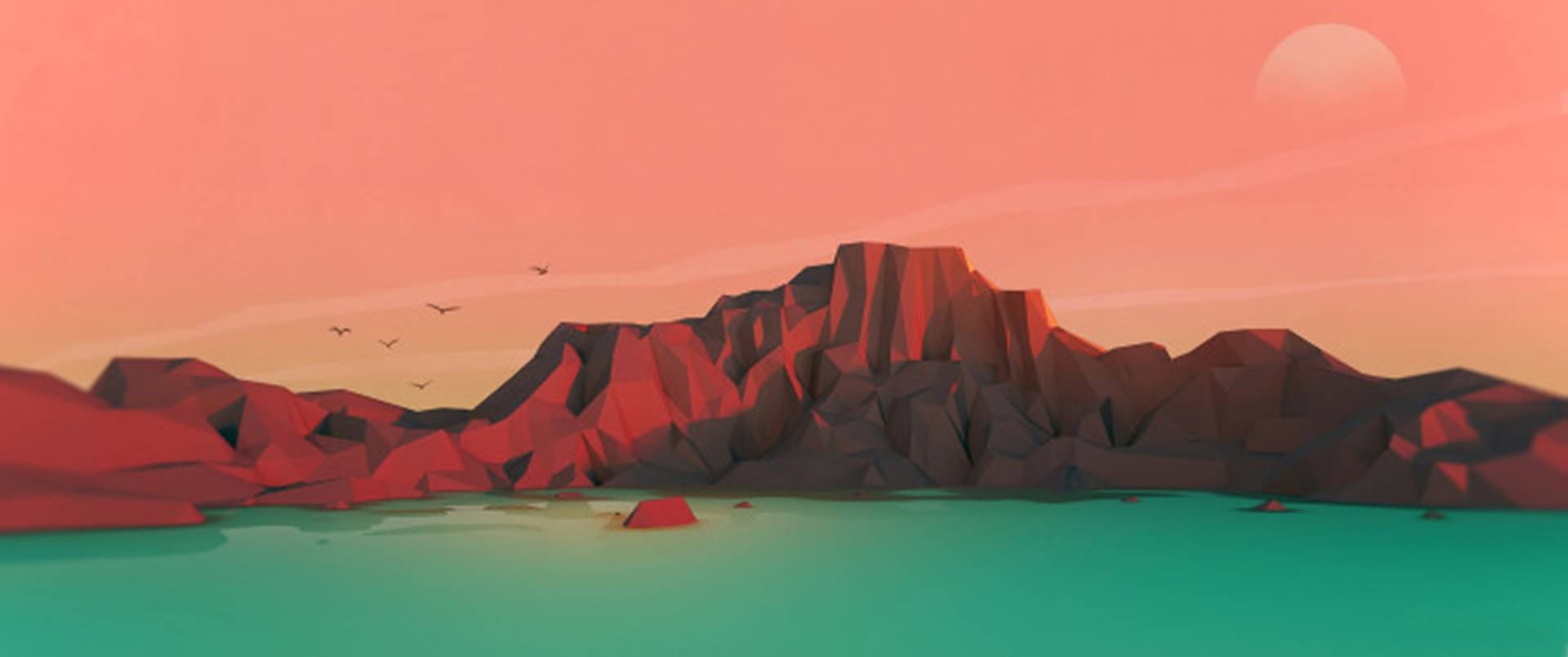 3440x1440 Minimalist Cove Lagoon Background