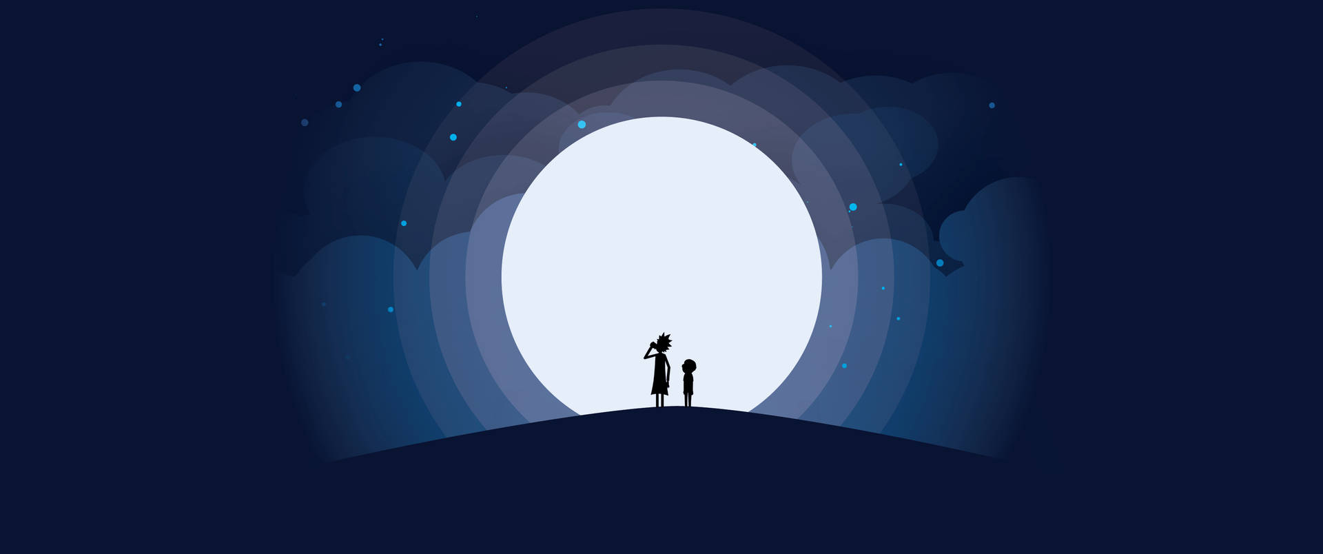 3440x1440 Minimalist Full Moon Children Background