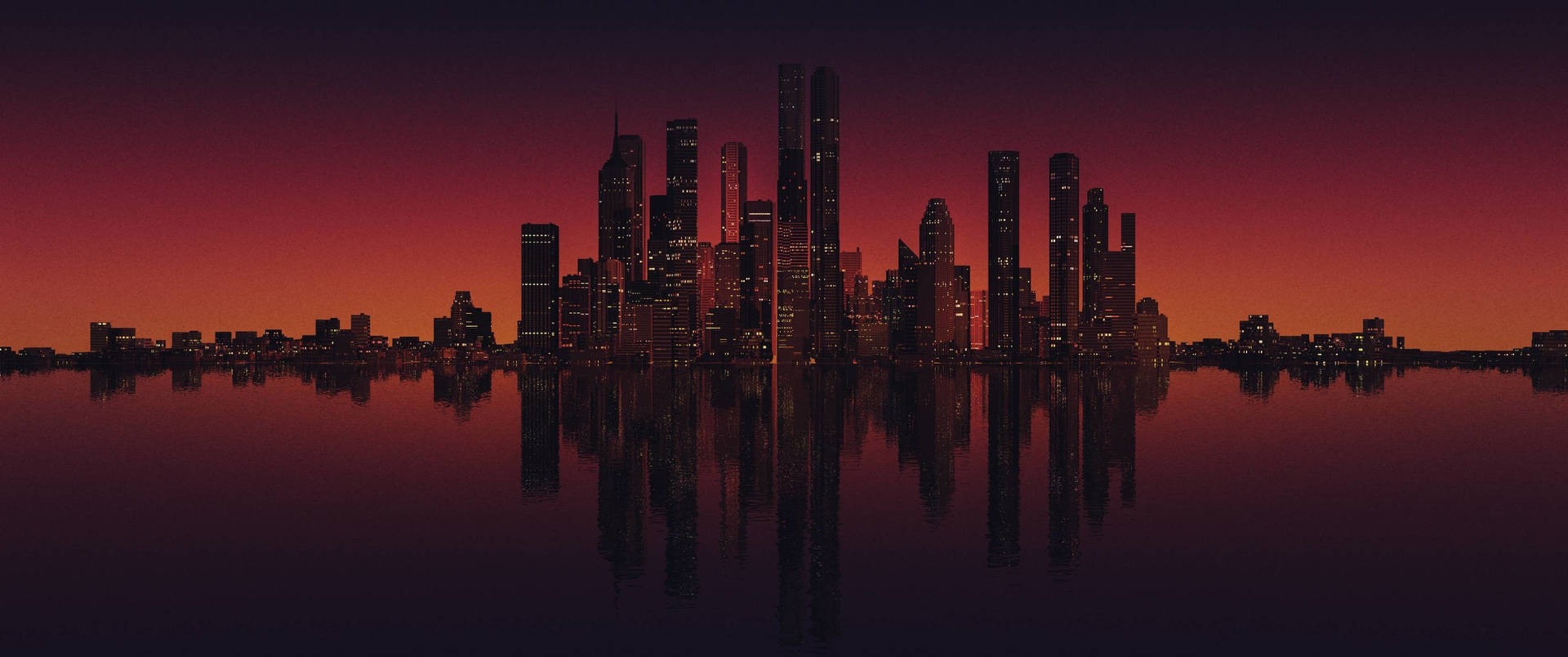 3440x1440 Minimalist Skyline Waters Background