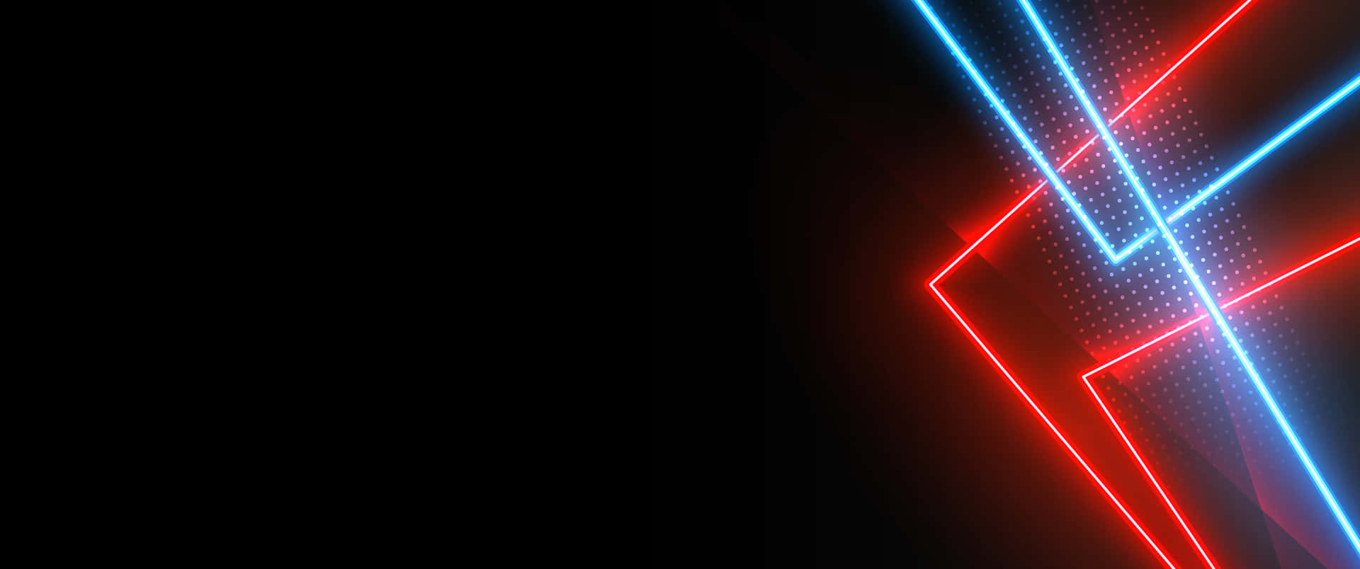 3440x1440 Neon Light Lines On Black Background