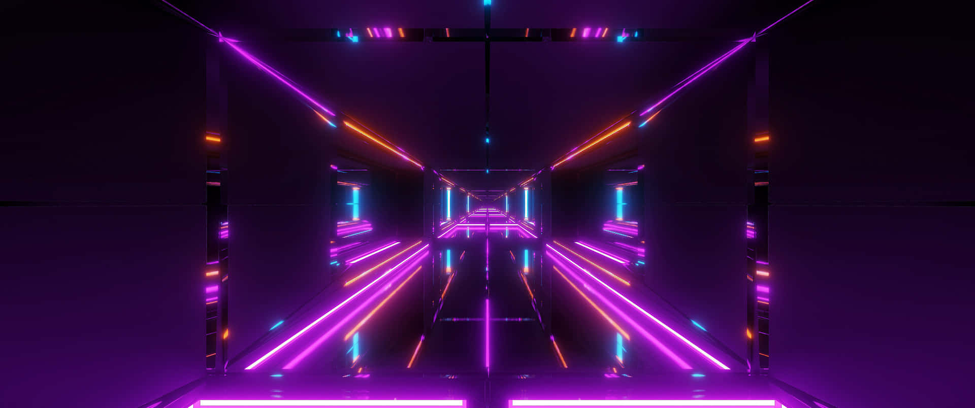 3440x1440 Pink Neon Symmetrical Art Background