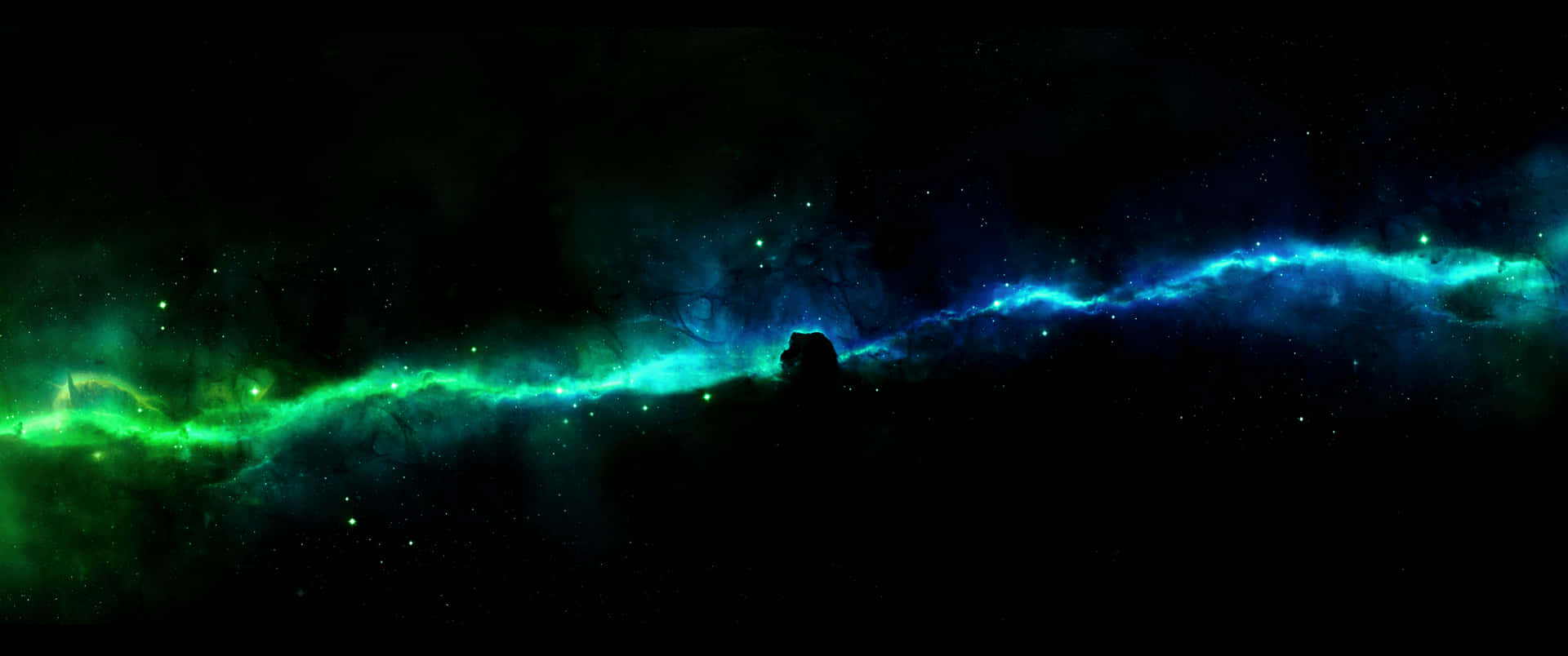 3440x1440 Space Green And Blue Galaxy Background