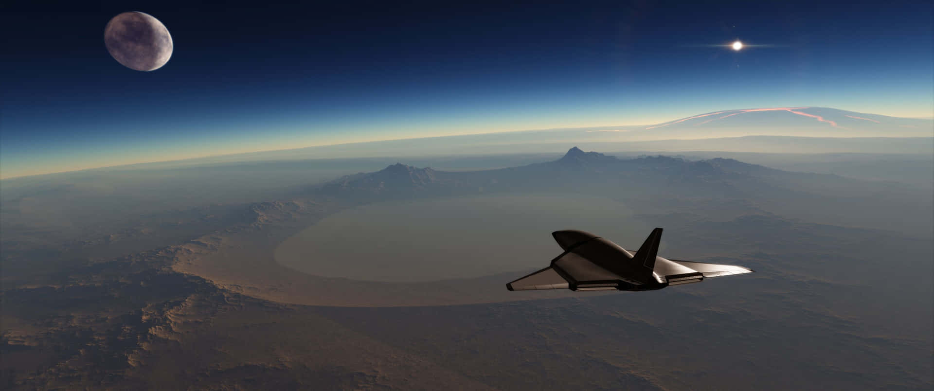 3440x1440 Space Spaceship On Earth's Surface