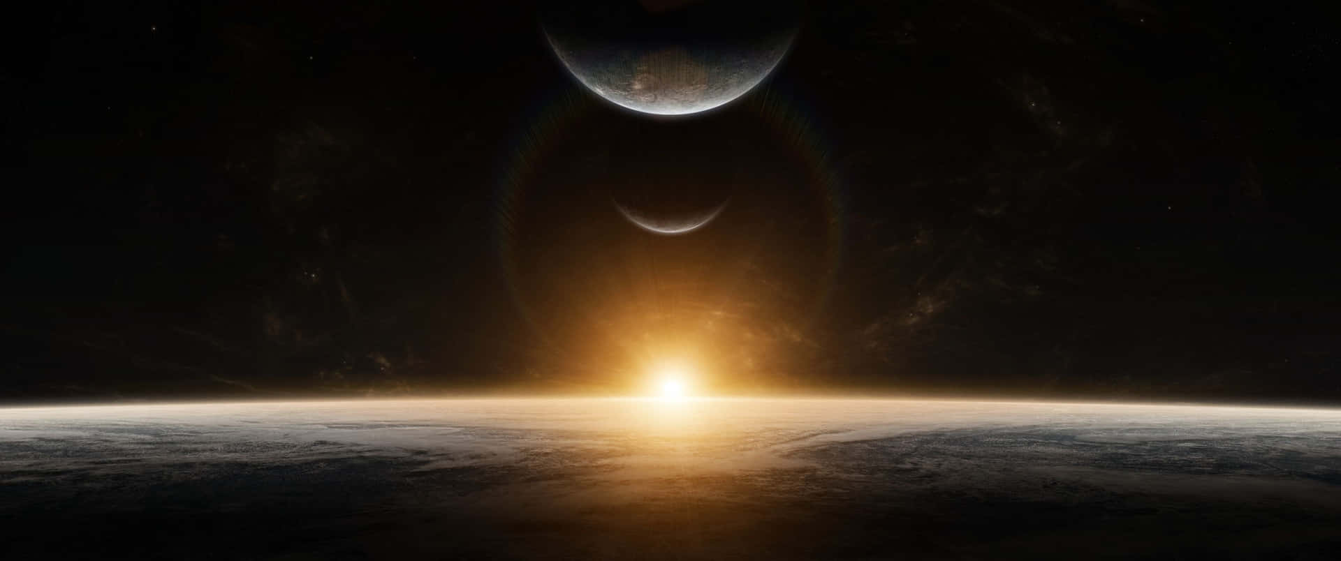 3440x1440 Space Sunrise On Earth's Surface Background