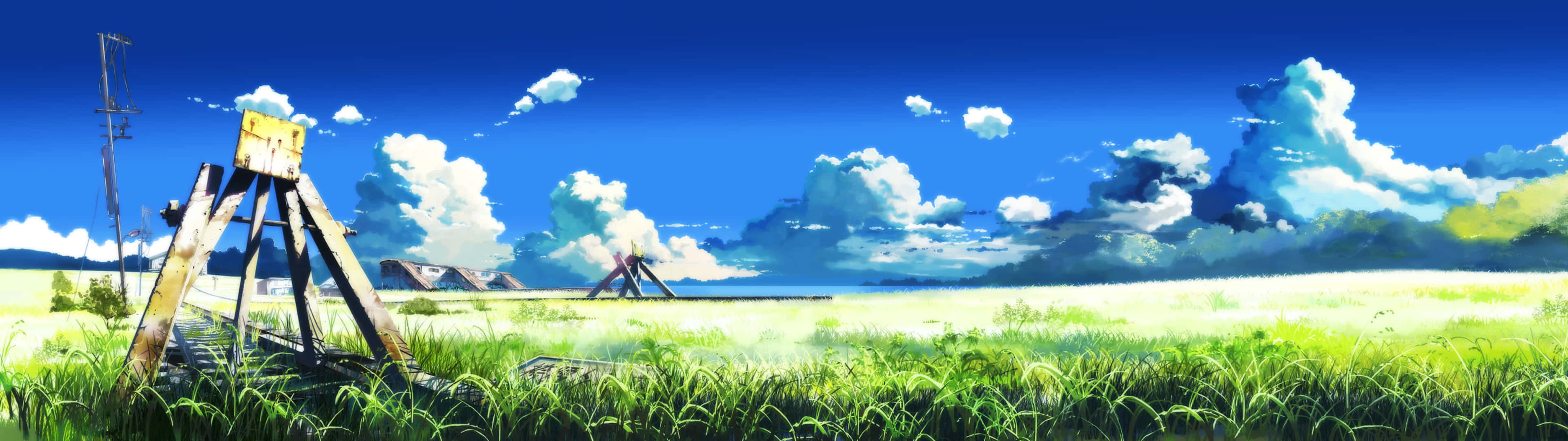 3840 X 1080 Anime Camp Ground Hd Background