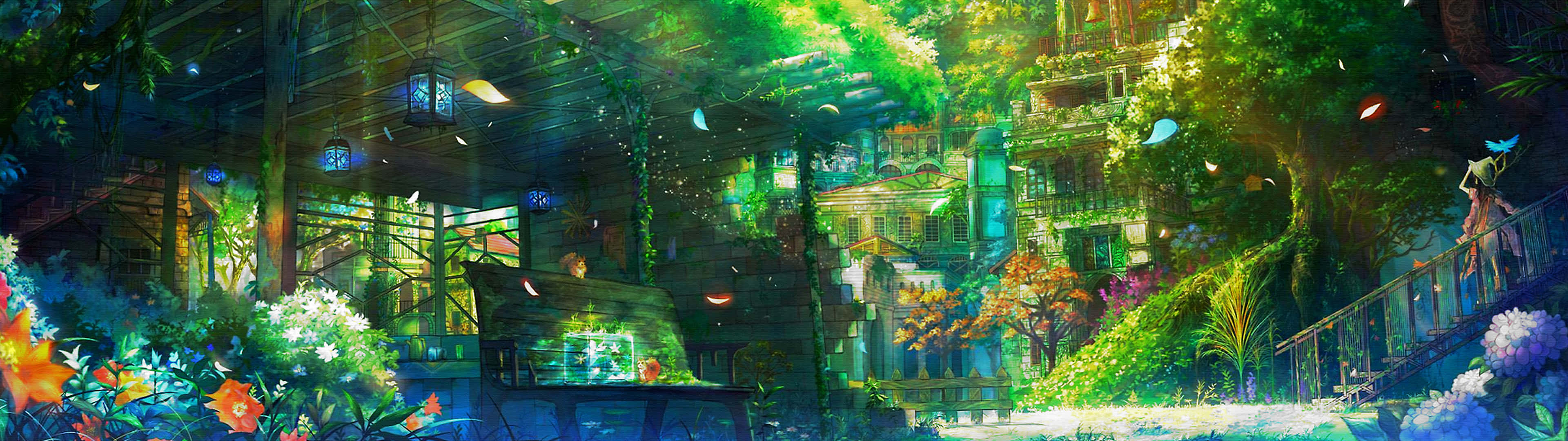 3840 X 1080 Anime Nature Home Hd Background