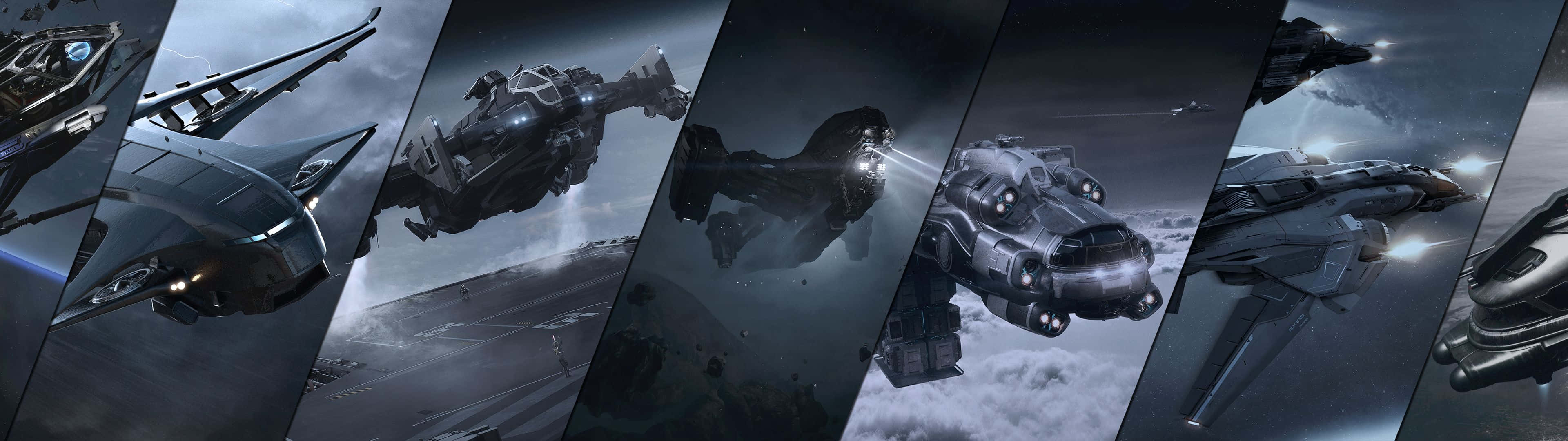 3840 X 1080 Gaming Star Citizen Battleships Background