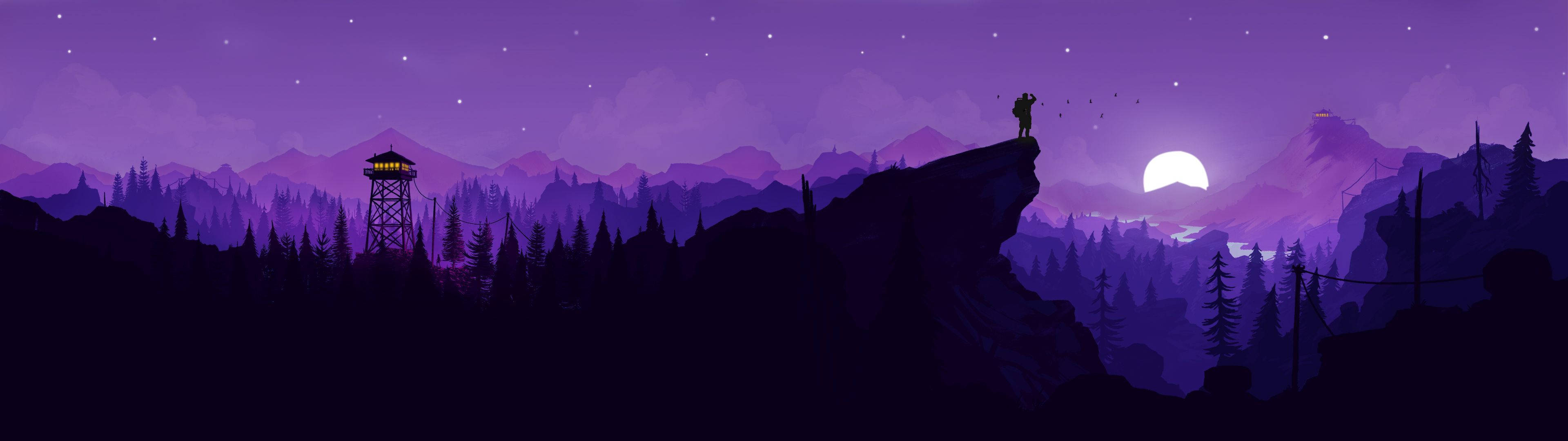 3840x1080 4k Purple Mountains Background