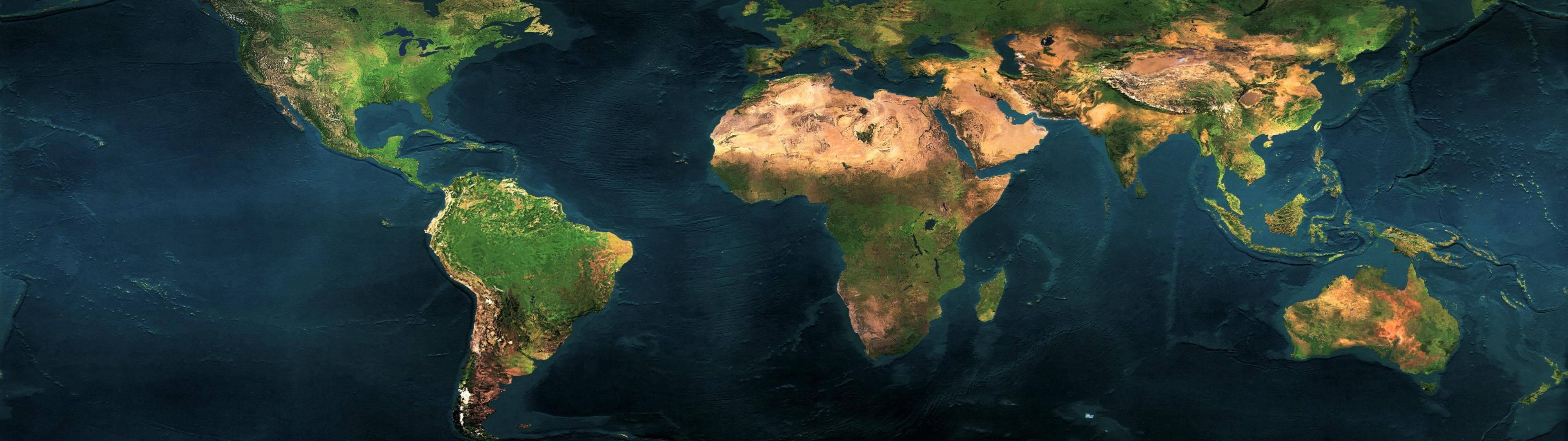 3840x1080 4k World Map Background